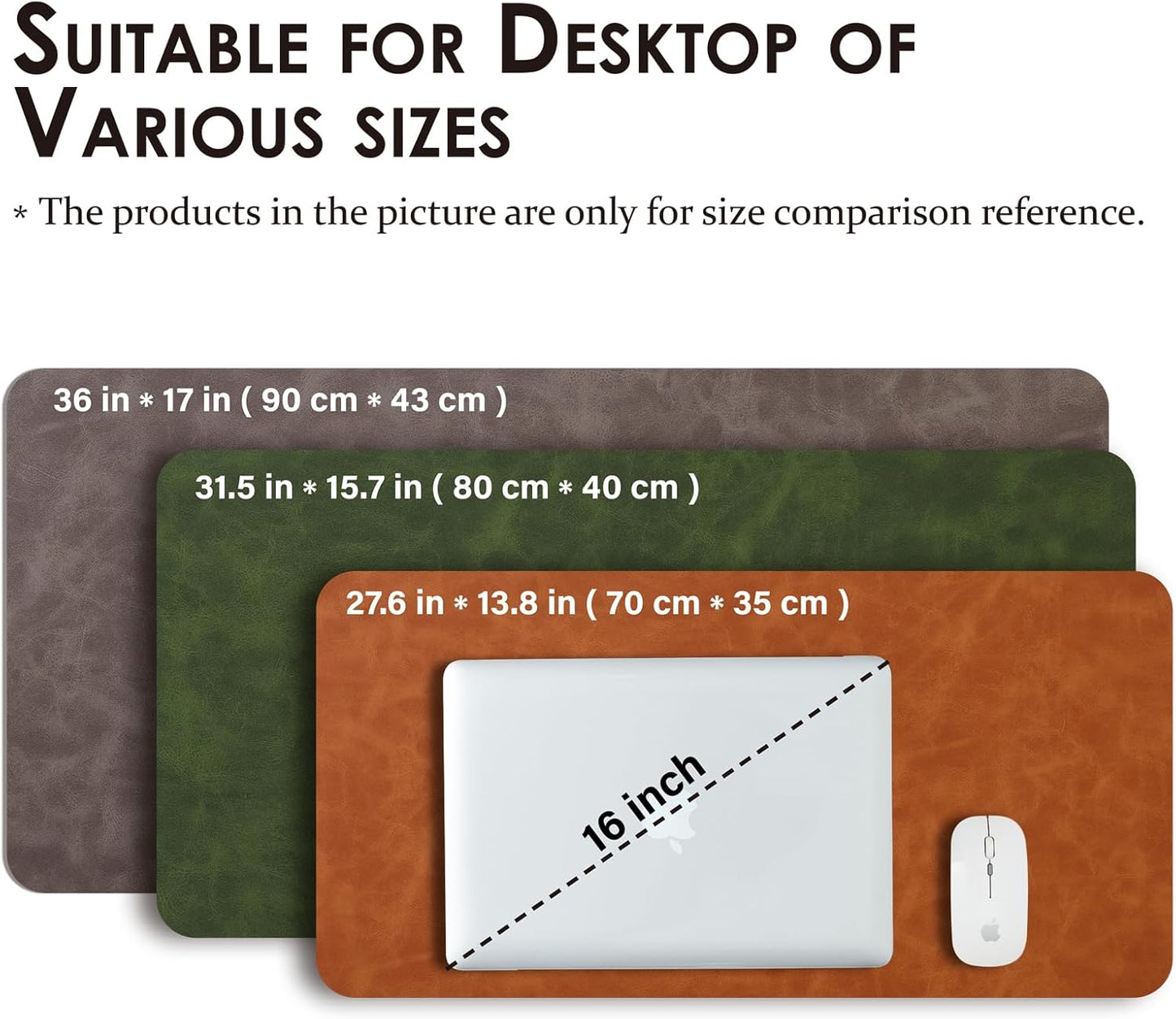 Distressed Leather Desk Mat - Non-Slip PU Desk Pad for Office and Home - Desk Organization and Accessories - Ideal for Large Mouse Pad and Desk Mats on Top of Desks(Charcoal Black,31.5"x 15.7")