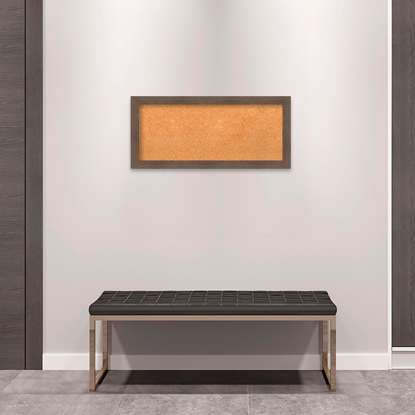 Amanti Art Natural Cork Board for Wall, 15x33 Vision Board with Brown Wood Frame, Medium Corkboard Office Decor for Home Organization, Rustic Farmhouse Corkboard Pinboard to display items for home