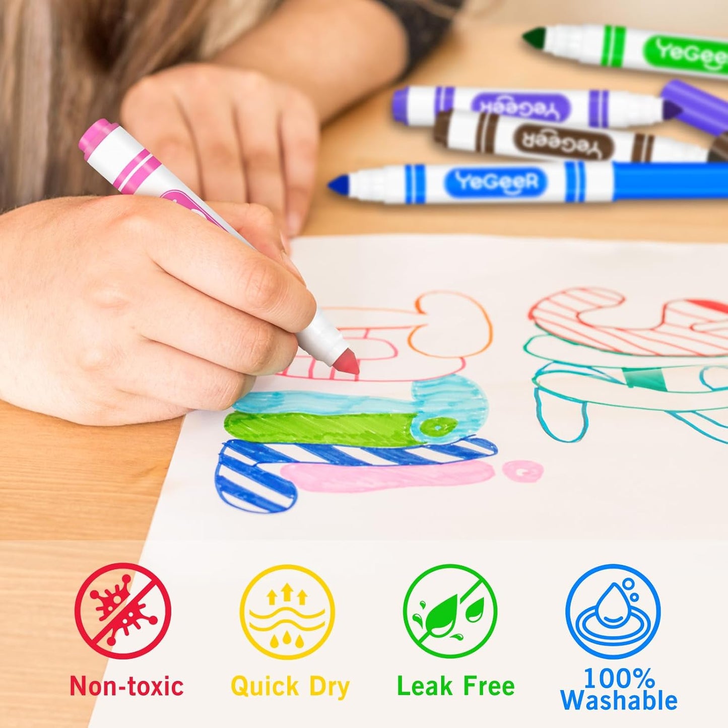 320 Count Washable Markers Bulk – 16 Assorted Colors, Broad Tip Markers for Kids, Teachers, and Classroom Supplies, Perfect for Art and Coloring.