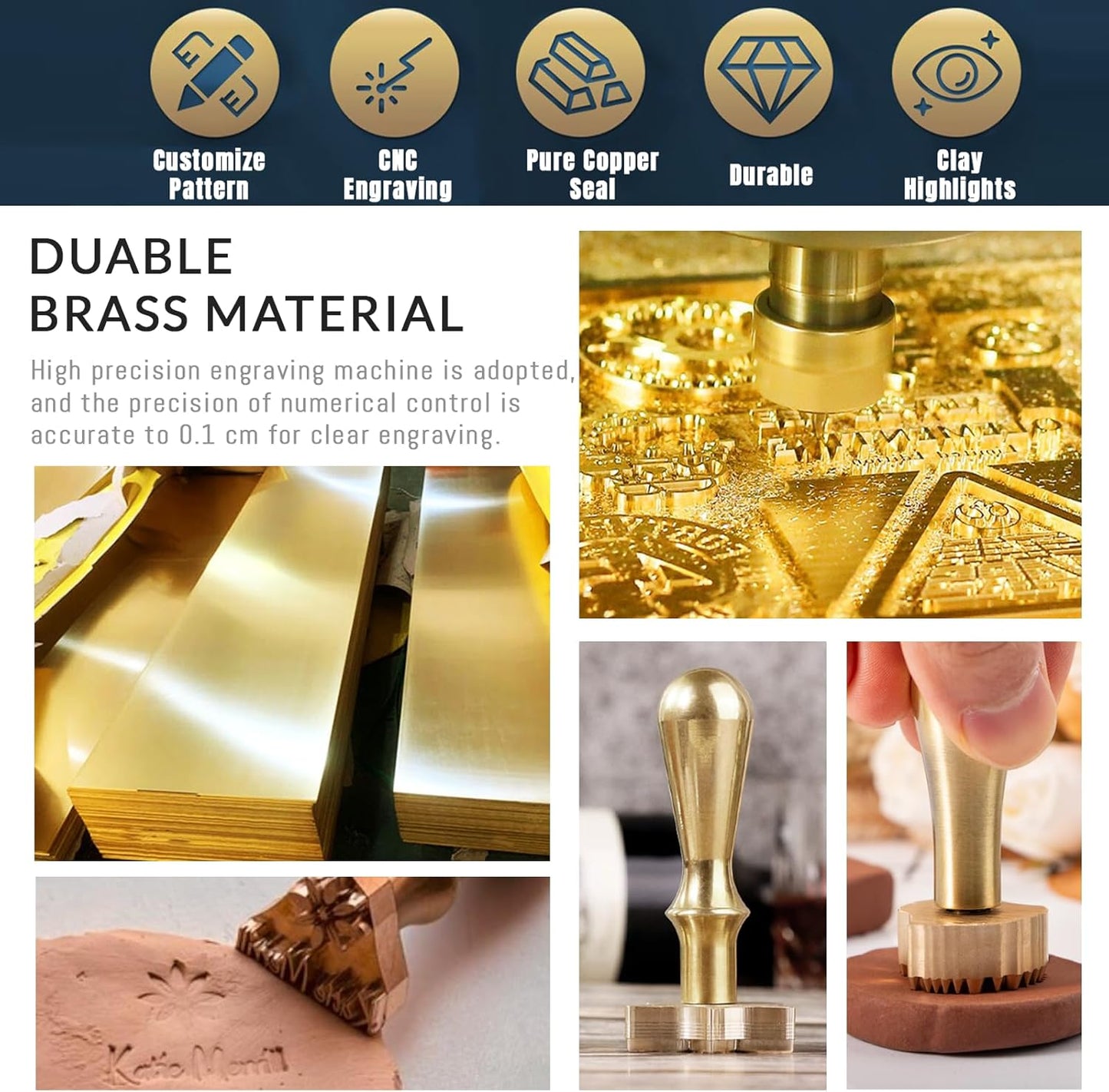 Custom Pottery Stamps for Clay Personalized Pottery Tool Kit Stamp with Own Design Signature Letters Gift for Potters DIY Lovers-1.5"