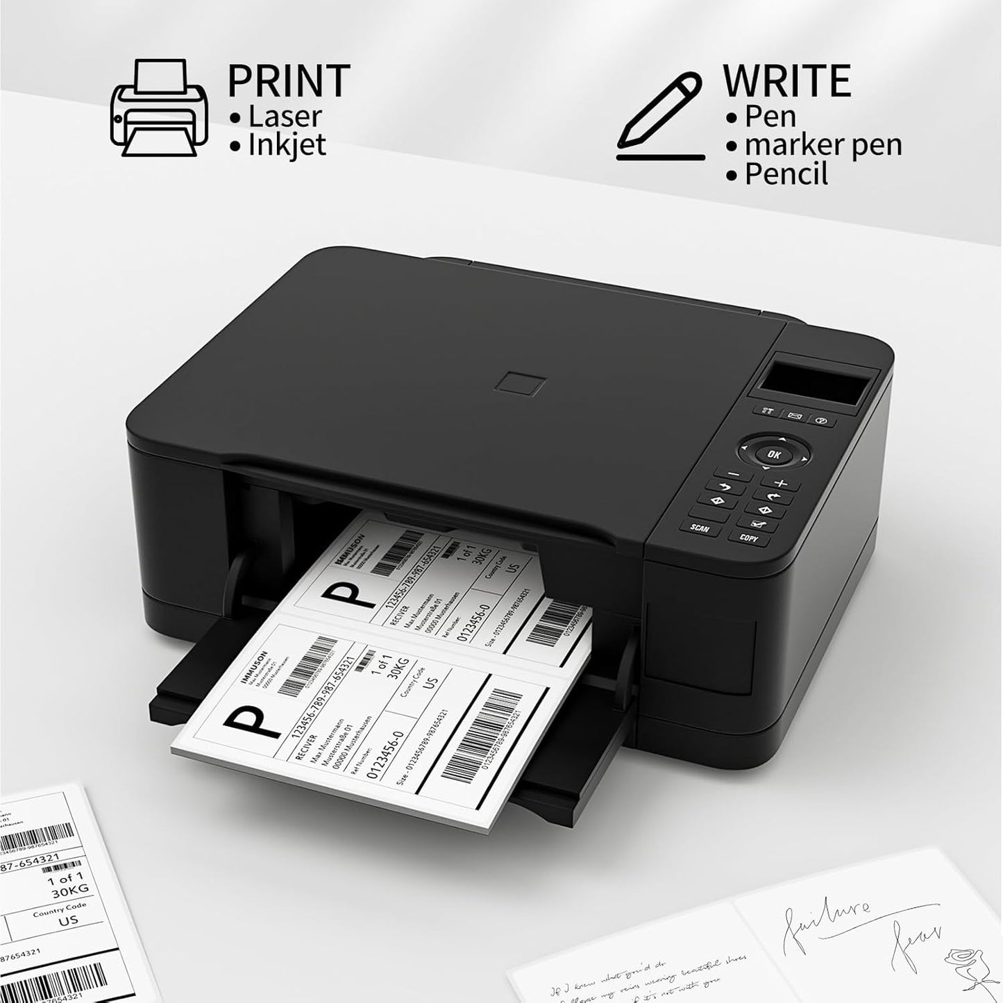 Coopaty Half Sheet Shipping Labels 8.5" x 5.5" Sticker Labels for Laser & Ink Jet Printers, 2 Per Page Self Adhesive Mailing Labels for Packages (4000 Labels)
