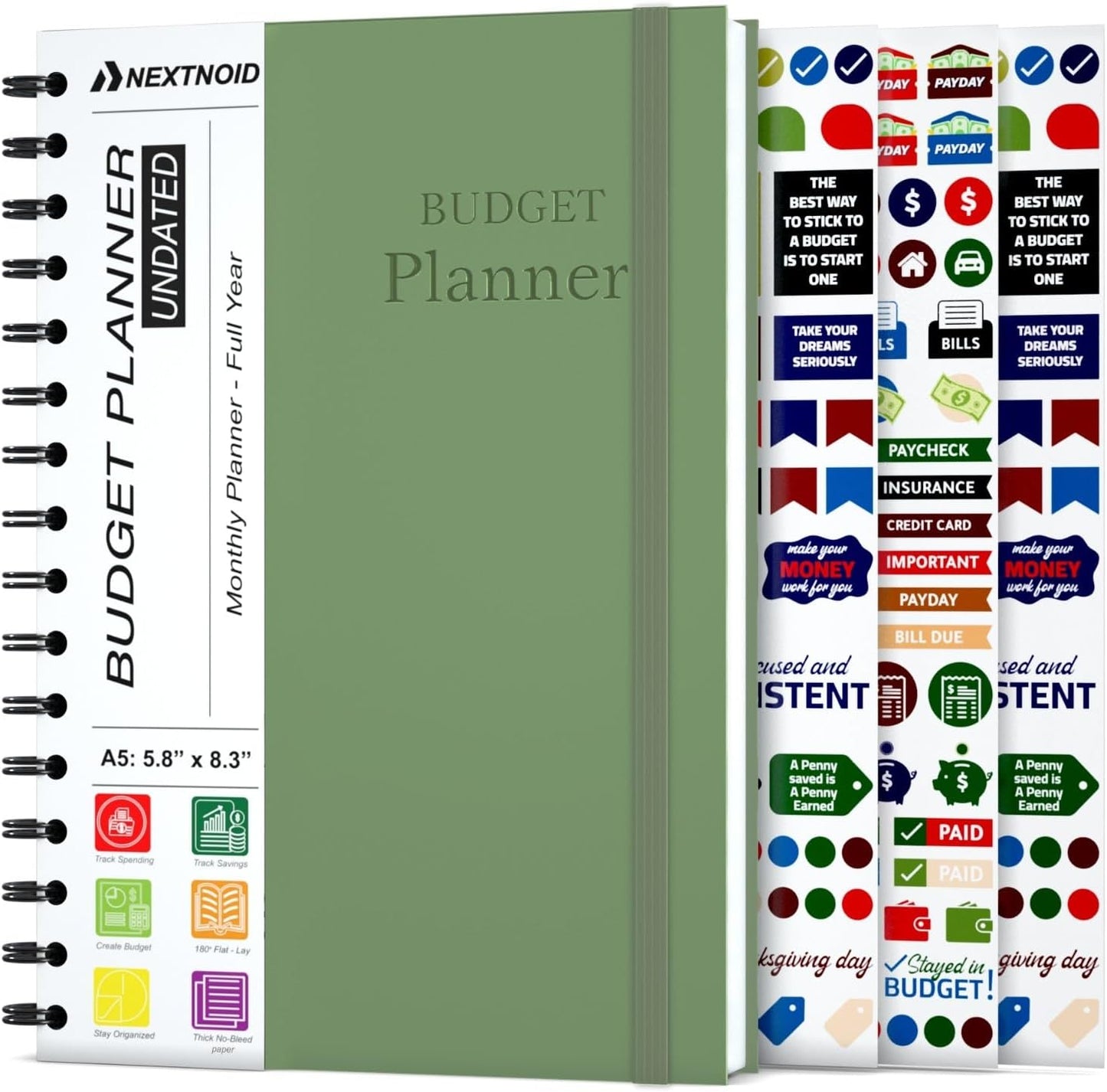 Budget Planner and Monthly Bill Organizer - Financial Planner Organizer Budget Book with Sticker Sheets - Bill Tracker Notebook | Budgeting Book with Debt, Saving and Expense Trackers - A5