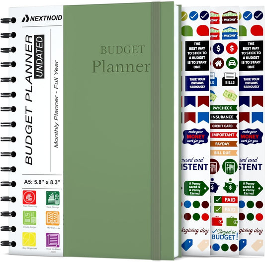 Budget Planner and Monthly Bill Organizer - Financial Planner Organizer Budget Book with Sticker Sheets - Bill Tracker Notebook | Budgeting Book with Debt, Saving and Expense Trackers - A5
