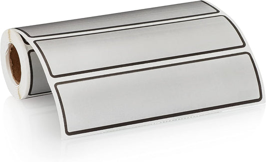 Carstens Adhesive Sticker Labels, 5 3/8” x 1 3/8”, Binder Labels for 1.5” – 4” Ring Binder Spines, Silver, Roll of 200