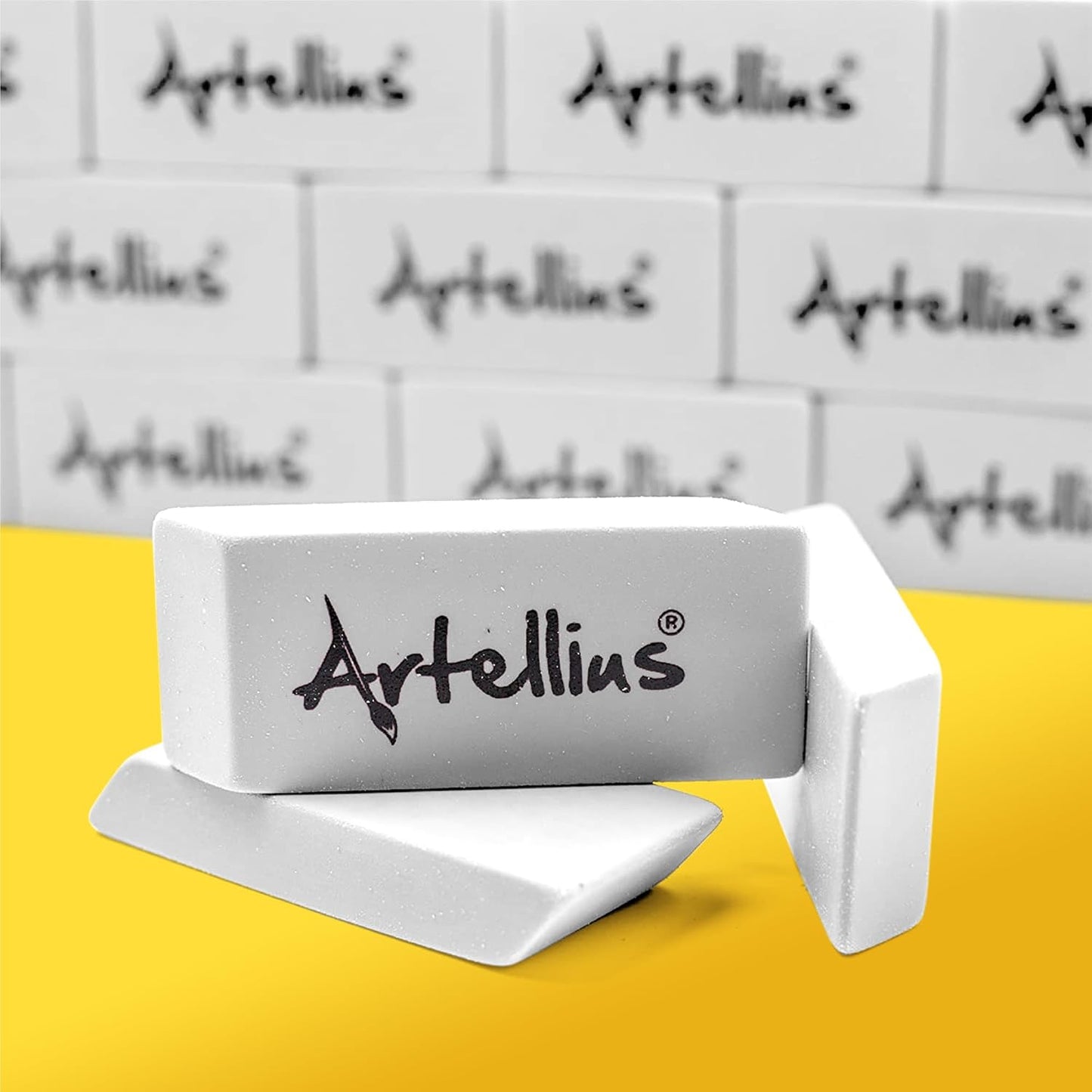 Artellius Erasers - 100-Pack, White, Latex-Free Rubber Blocks - Bulk White Erasers for School, Classroom & Kids - Smudge-Free Erasing for Drawing, Art, Office, Teacher & School Supplies