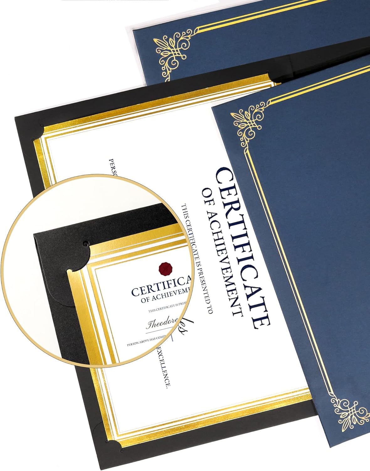 GNL Certificate Holders - 200 Packs Black Diploma Holders, Certificate Covers with Gold Foil Border, for Letter Size 8.5 x 11 Certificate Paper, Award, Graduation, Documents
