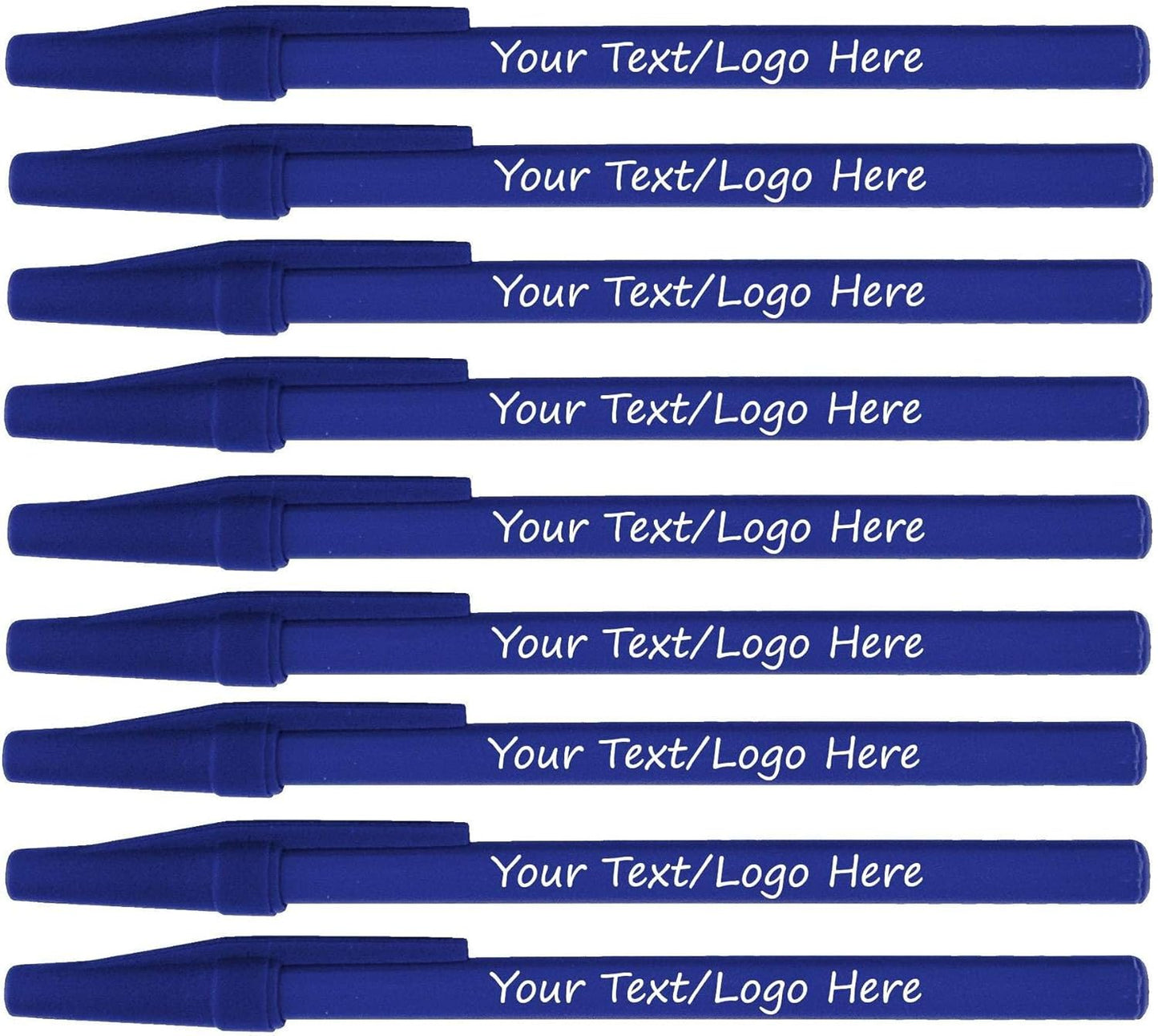 Personalized Stick Pens With your Custom Logo or Text-500 Pack Bulk-for Businesses, Parties, and Events, Custom Printed Slim Ballpoint Pens Colored with Cap, Blue, Black Ink