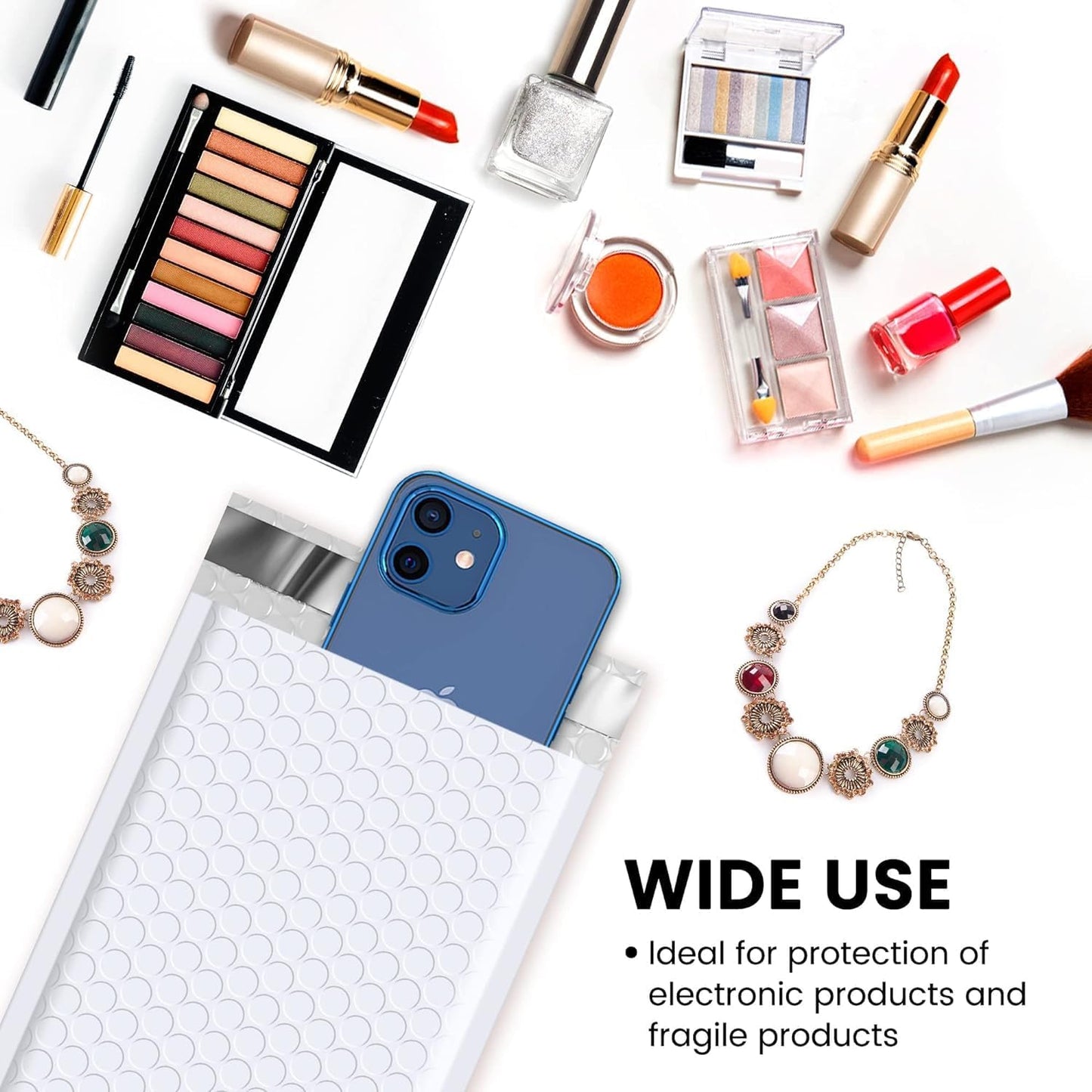 Fuxury White Bubble Mailers 4x8" 4000 Pack, Waterproof Padded Envelopes Self Seal Bubble Envelopes, Padded Mailers for Small Business, Envelope Mailers Usable Size 4x7"