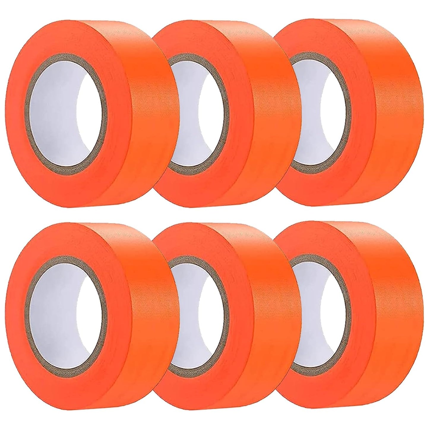 6 Pack Orange Flagging Tape, Non-Adhesive Plastic Ribbon Neon Marking Roll,1inch*600ft, Marking Tape for Tree Marking, Hunting, Boundaries Hazardous Areas,Trail Marking, Workplace Use