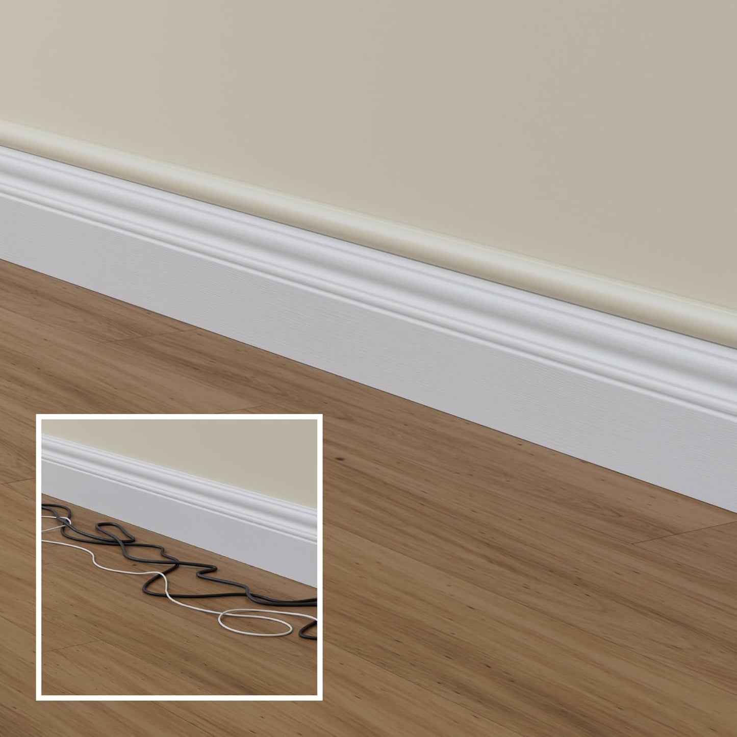 D-Line Half Round Cord Hider, Patented Cable Cover, Hide TV Wall Mount Wires, Raceway for Cords, Decorative Wire Covers, Paintable, Adhesive Cable Concealer - 2X 1.18in W x 0.59in H x 39in L - Beige