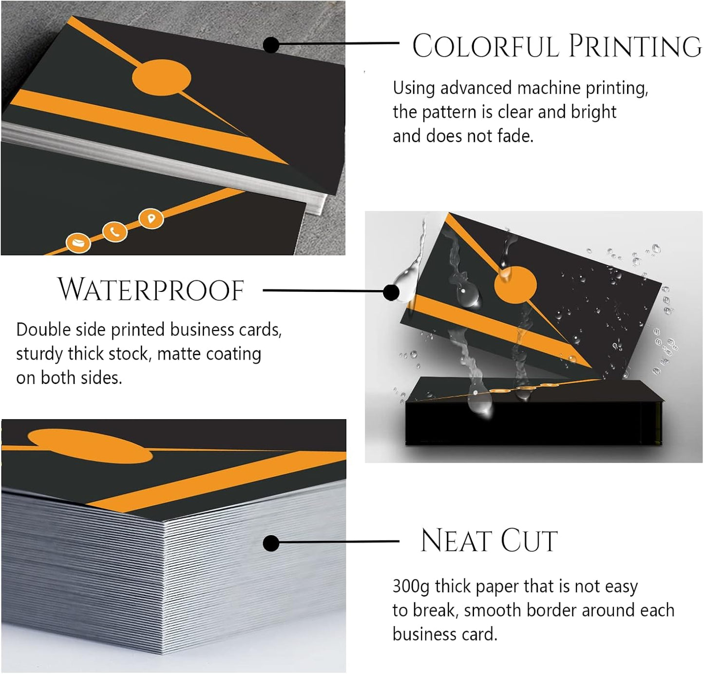 Custom Business Cards Personalized Business Cards for Small Business 300gsm Matte Paper Front & Back Sides Printed 3.5" x 2" - General Template