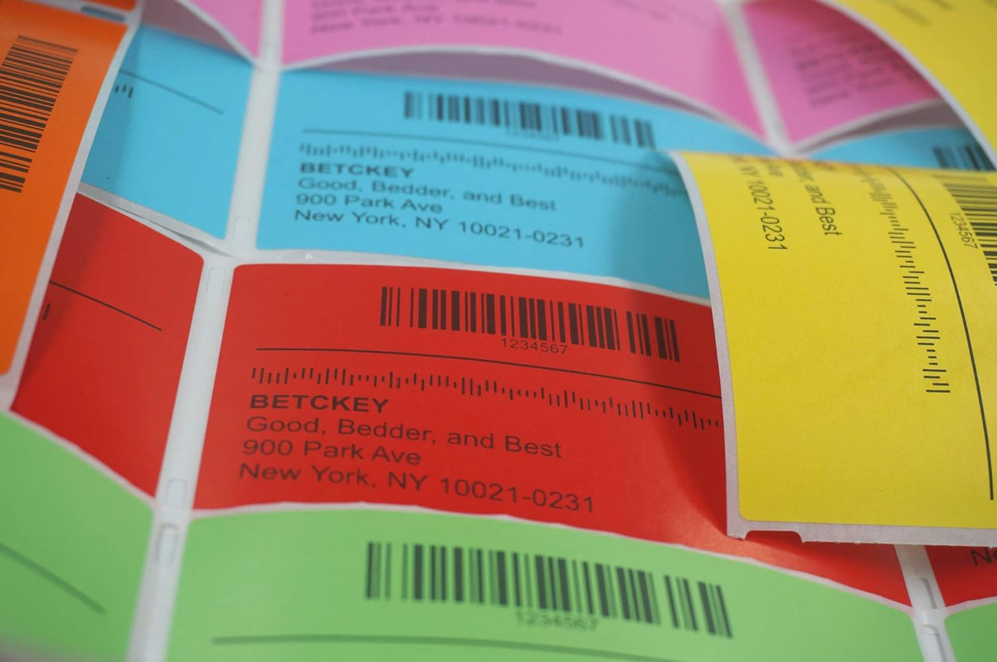 BETCKEY - 3" x 3" Multipurpose & Large Square Labels Replacement for Zebra & Label Printer,Premium Adhesive & Perforated[Mixed: Light Blue + Red + Green + Pink + Orange + Yellow, 6 Rolls, 3000 Labels]