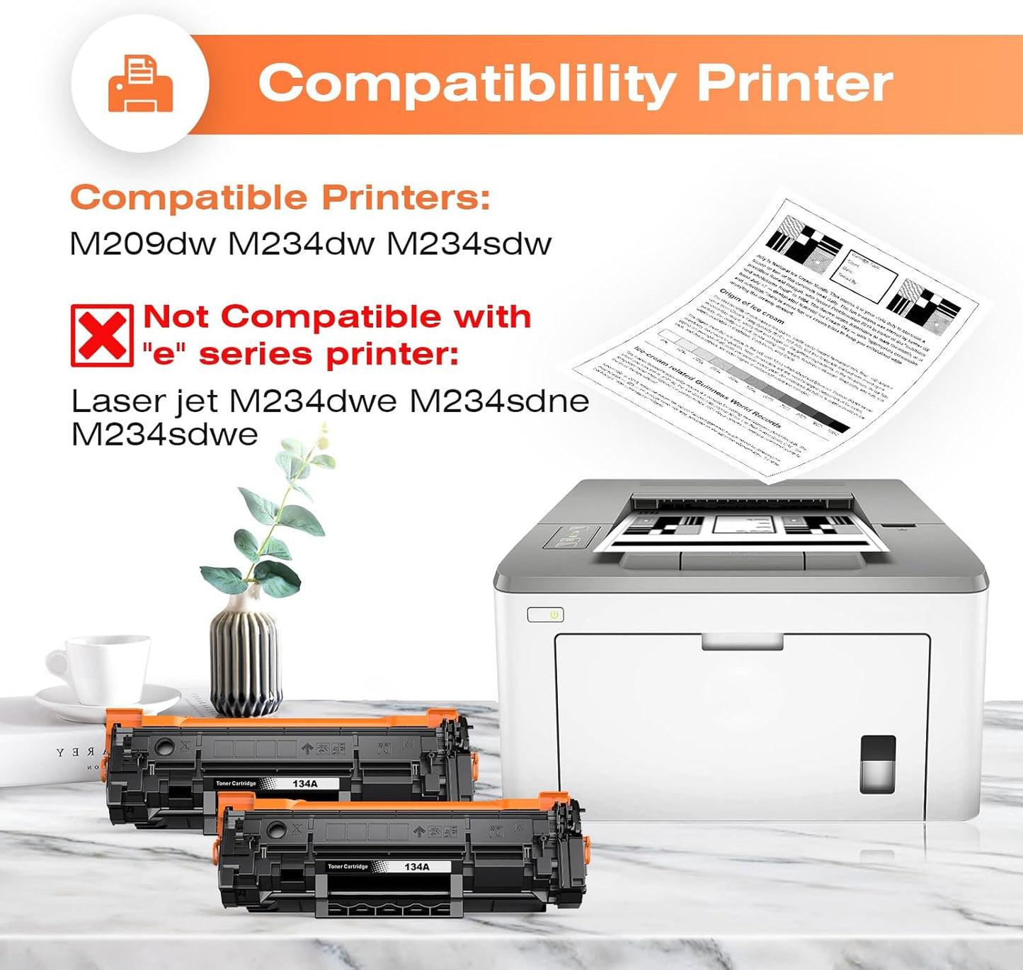 134A Toner Cartridges with Chip Replacement for HP 134A Black Toner Cartridge W1340A Toner 134X Toner Work with Laserjet 209dw MFP M234dw M234sdw Printer