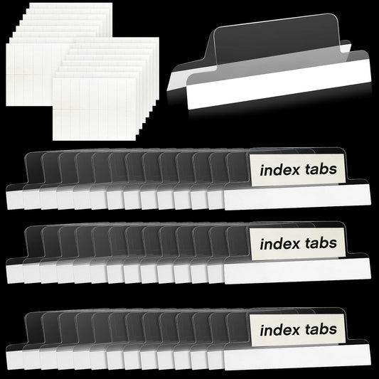 2 Inch Insertable Self-Adhesive Tabs with Printable Inserts with File Folder Labels Sticky Plastic Index Clear Divider Stick on File Self Adhesive for Book Page(25 Pieces)