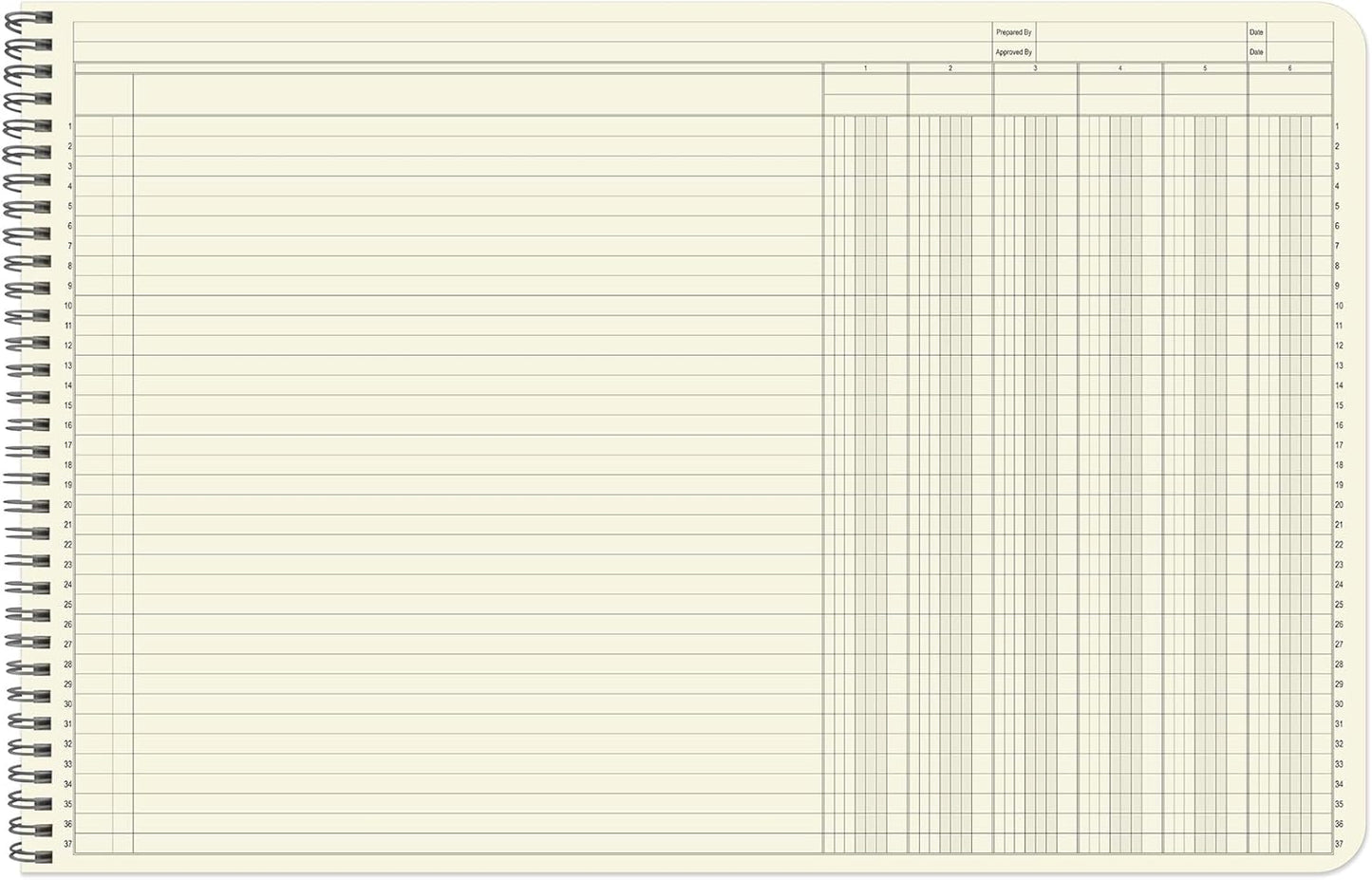 BookFactory Accounting Ledger Notebook/Large 6 Column Accounting Ledger Columnar (Six Columns) Log Book - 17'' x 11'', 100 Pages, Wire-O Landscape Format (LED-100-CLCW-PP(17x11-Ledger-6)-AX)
