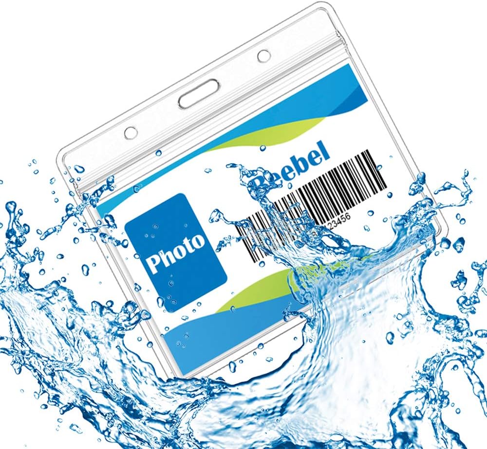 Lanyards with ID Holder 50 Pcs Clear Plastic Horizontal Waterproof Ziplock ID Nametag Holder Bulk Lanyard Clip Name Tag Badge Holder