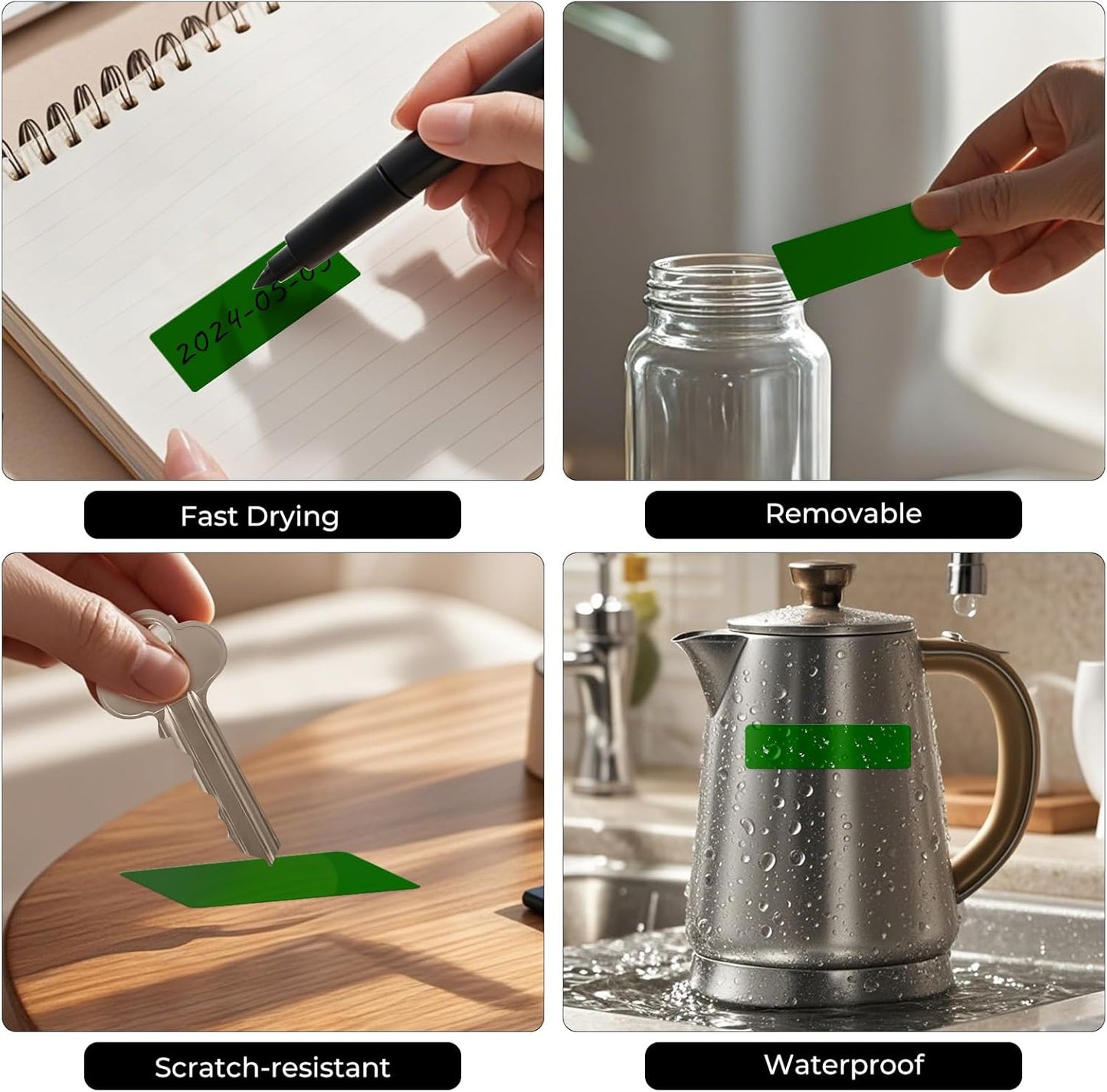 Colored Labels Stickers 3×1 Inch Rectangle Vinyl Green Sticker Removable Assorted Color Coding Name Tag for File Folder Classroom Office Inventory Marking 160 PCS