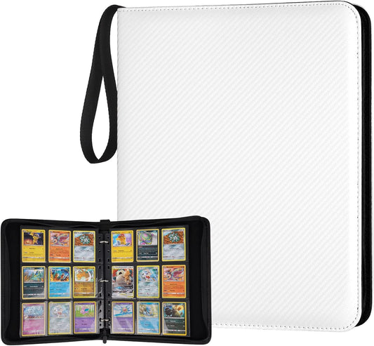 9 Pocket Card Binder, Premium Zip Trading Card Binder, 720 Double Sided Pocket PU Card Collection Binder, Collector Card Album, Card Folder for MTG, TCG, Sports Cards, Game Cards (White)