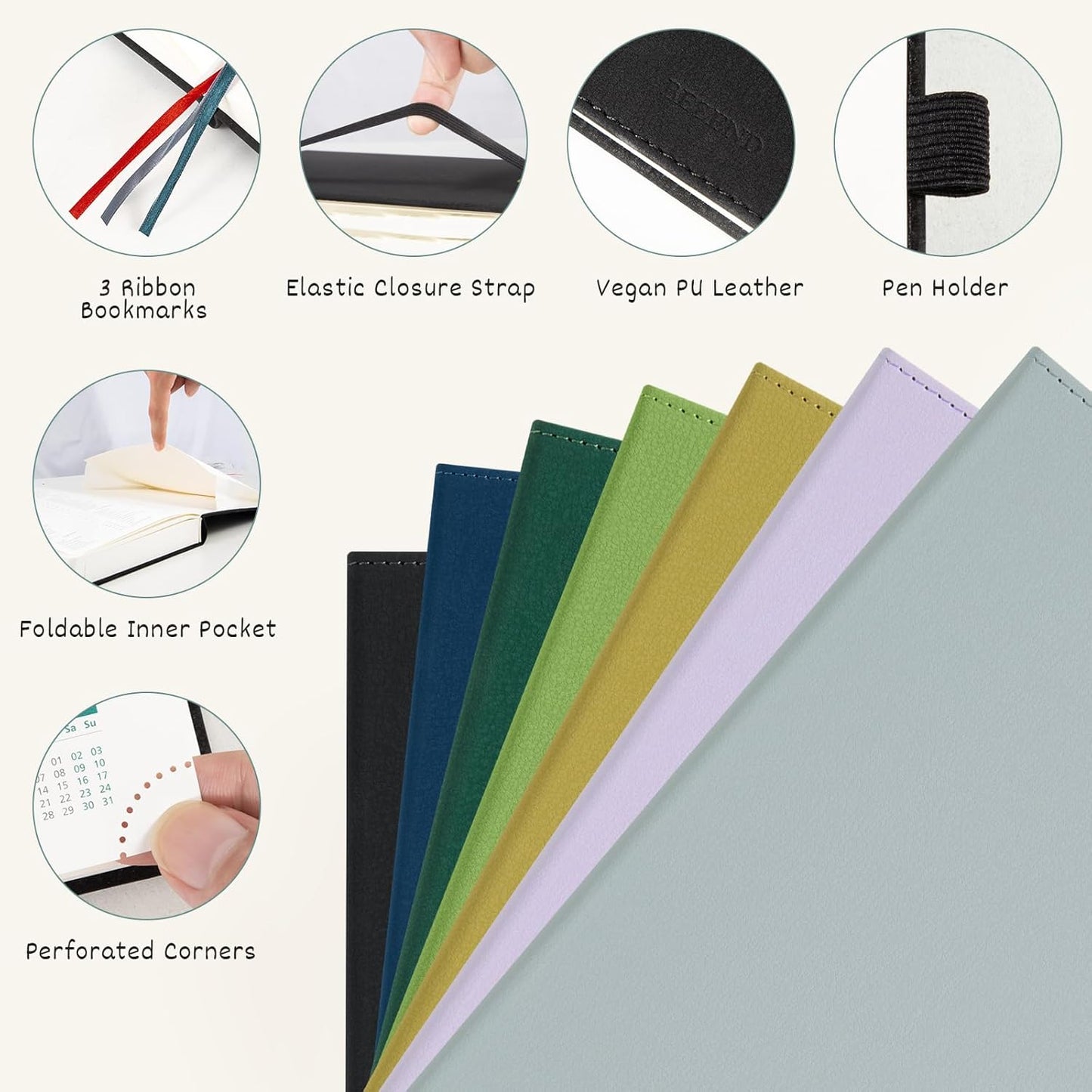 BEZEND Daily Planner 2026 (6" x 8.5") Full Page per Day Even Weekend (Jan-Dec) Monthly Calendar with Tabs, 2 Columns for Dual Schedule with Note, Vegan Leather Hardcover in Mustard