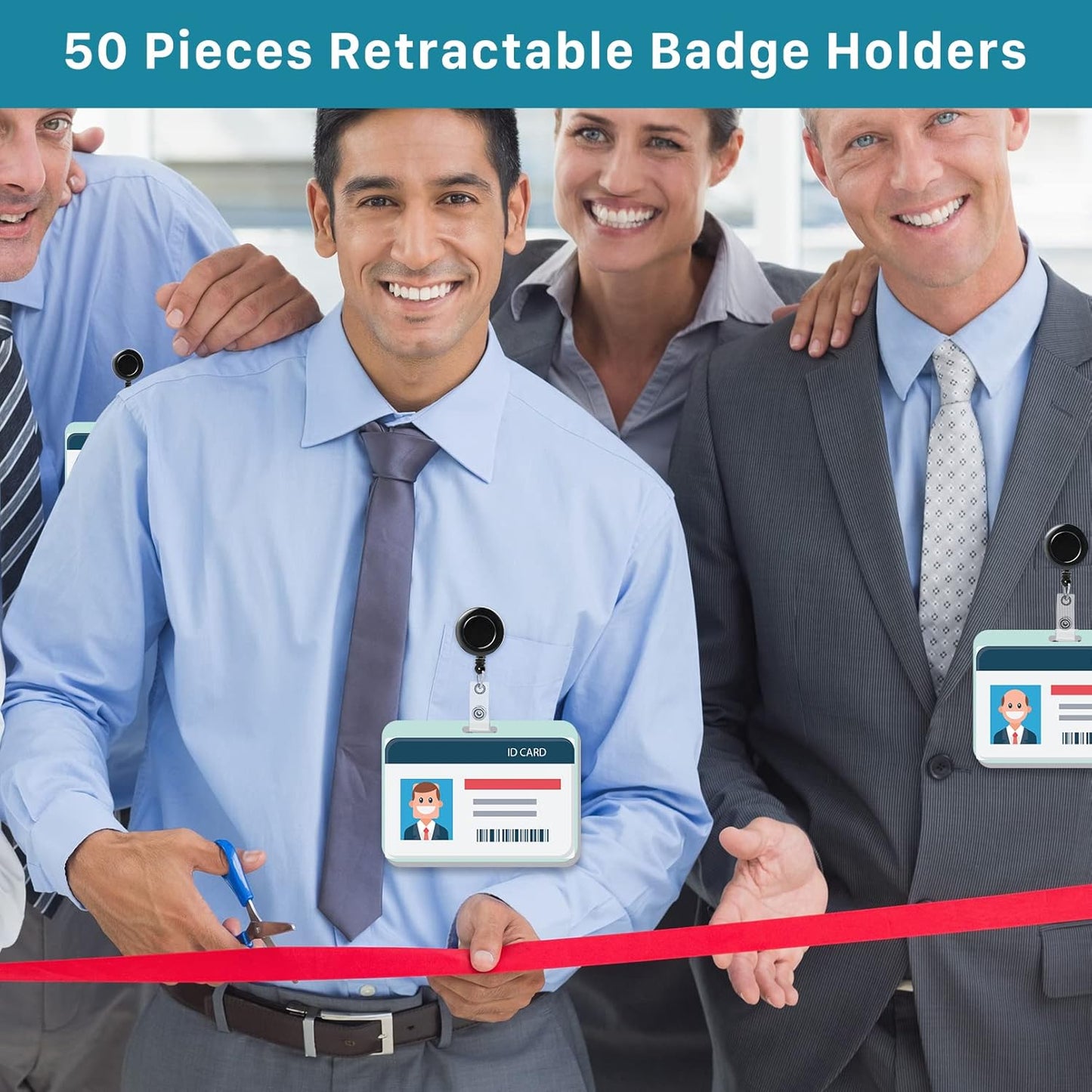 50 Pack Retractable Badge Reels,Retractable Badge Holder Reels with Belt Clip,Badge Reel Clips Holder for Hanging ID Card Key Chain Doctor Nurse Teachers Students Office Workers (Black)