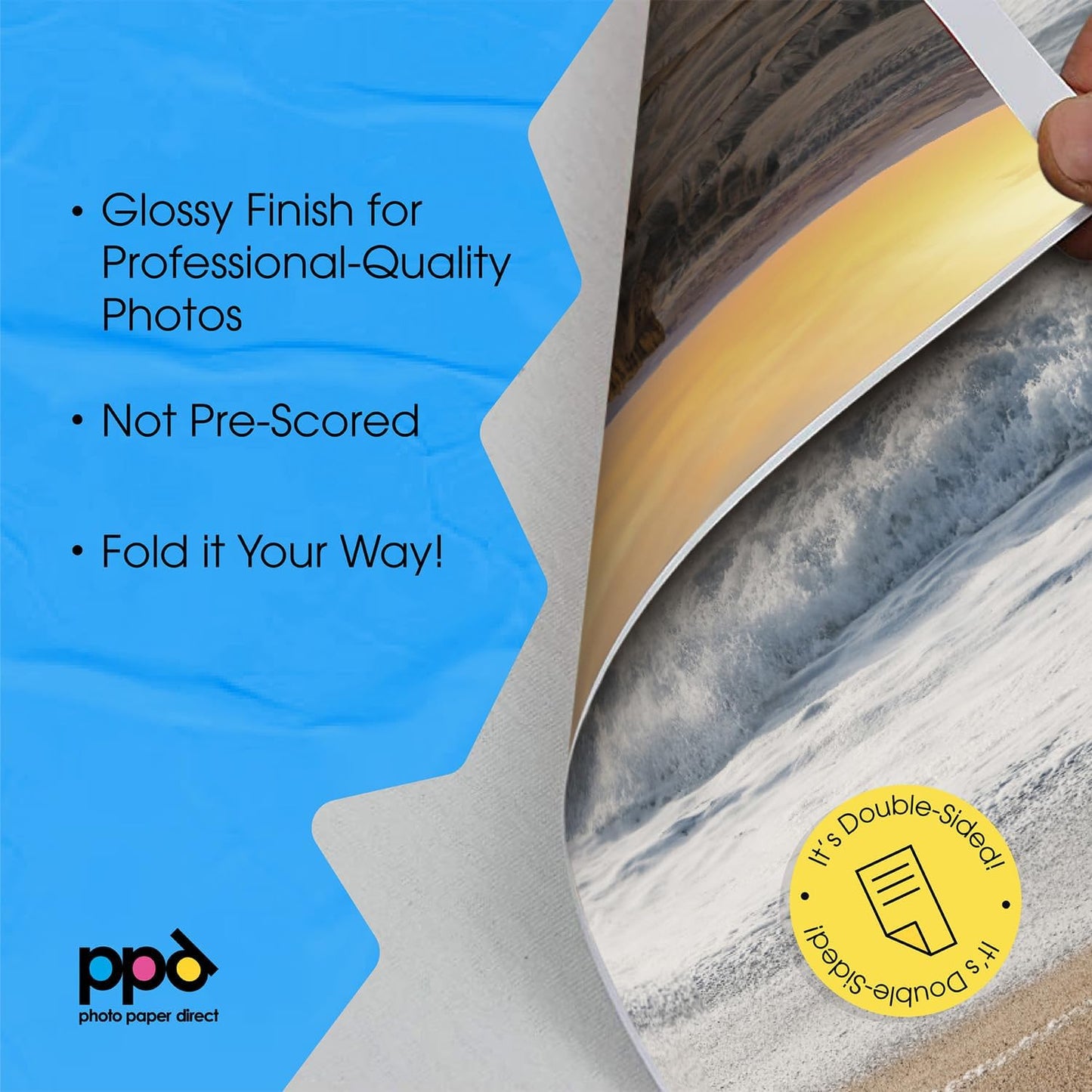 PPD Double Sided Photo Paper, Glossy Brochure Paper 8.5 x 11 for Inkjet Printer, 140 gsm, 6.2 mil Thick for Magazine, Flyer, Presentation, Program, Instant Dry & Water Resistant (50 Sheets)