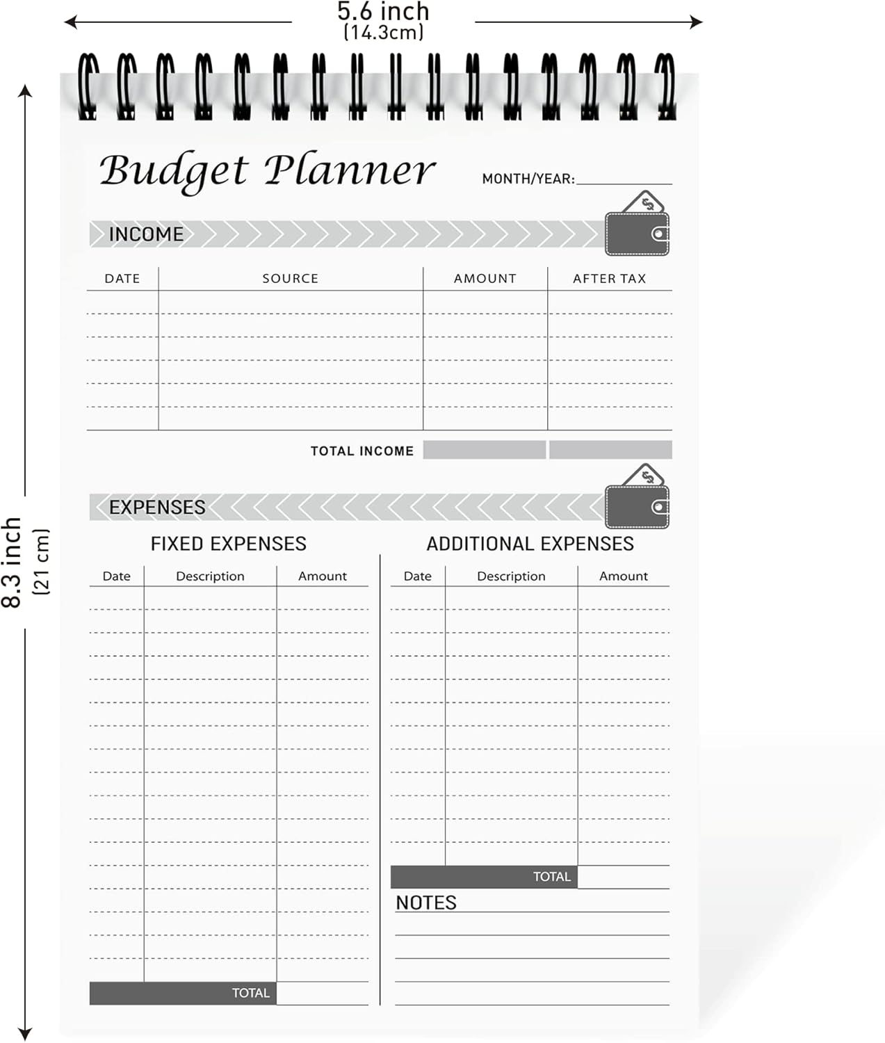 Budget Planner Notepad - Undated Expense Tracker Notebook. Monthly Budgeting Journal, Finance Planner & Accounts Book to Take Control of Your Money.A5(5.6 x 8.3inchs), 100gsm paper-Black
