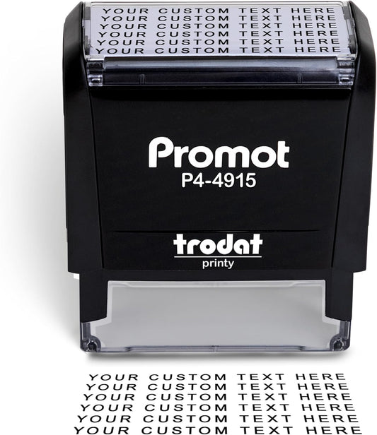 Promot Self Inking Stamp - Extra Large Wide Custom Stamp for Name, Address, Office, or Business Use - Up to 8-Line Personalized Rubber Stamp - Customizable Font & Ink Color - Personalized Name Stamp
