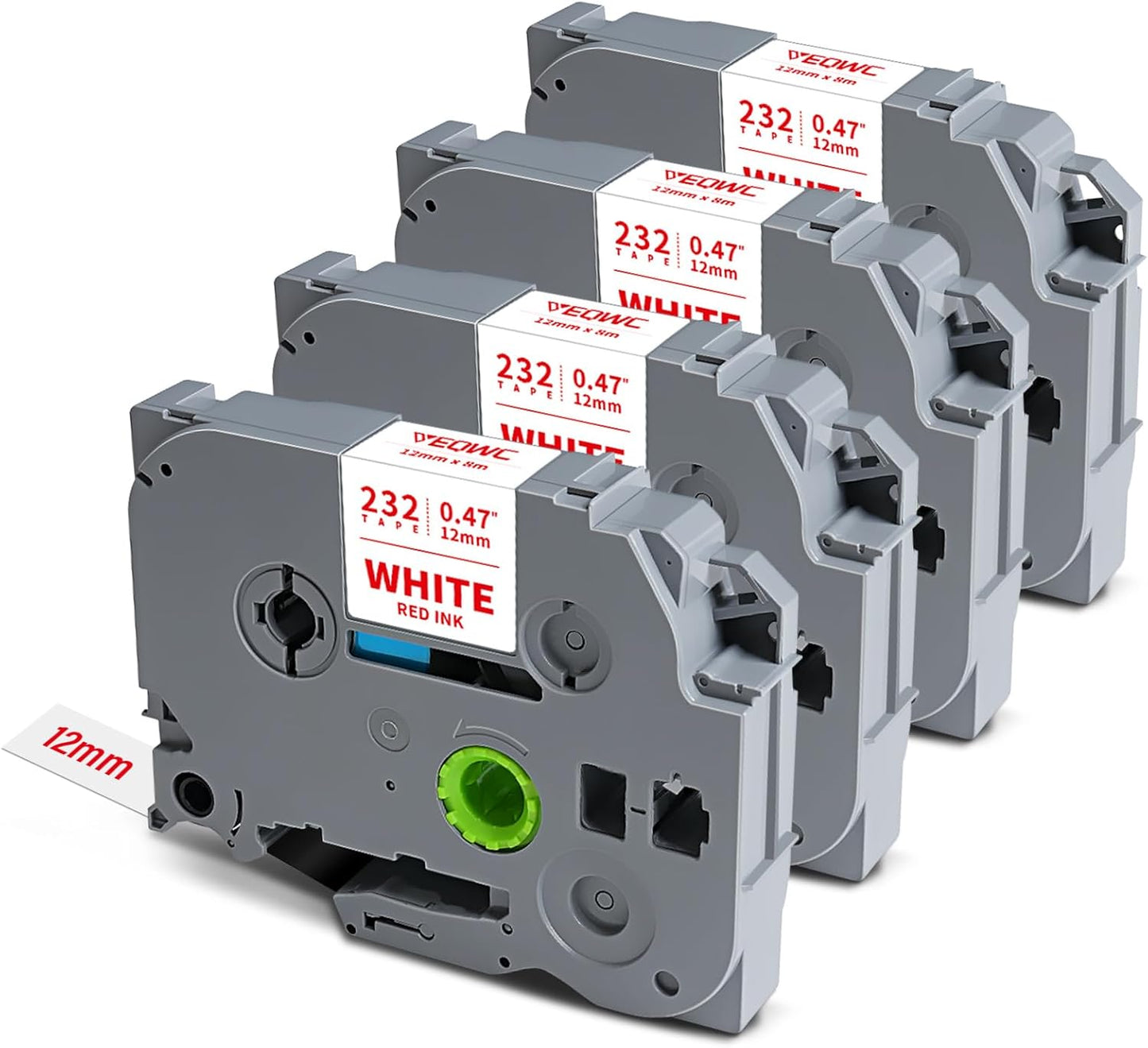 Tze 12mm Tz-232 Red on White Label Maker Tape Compatible for Brother Tze-232 Laminated for Indoor or Outdoor Use Work for for Ptouch Ptouch PTD200 PTD202 PTD210 PTD600 PTD400 PTH100 PTH110 PT1280