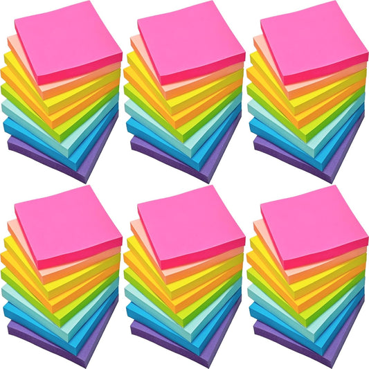 48 Pack 2400 Sheets Sticky Notes 3x3 Inches Bulk Colored Posted Notes 8 Colors Notes Stickies Note Pads for Office, School, and Home Supplies, 50 Sheets/pad