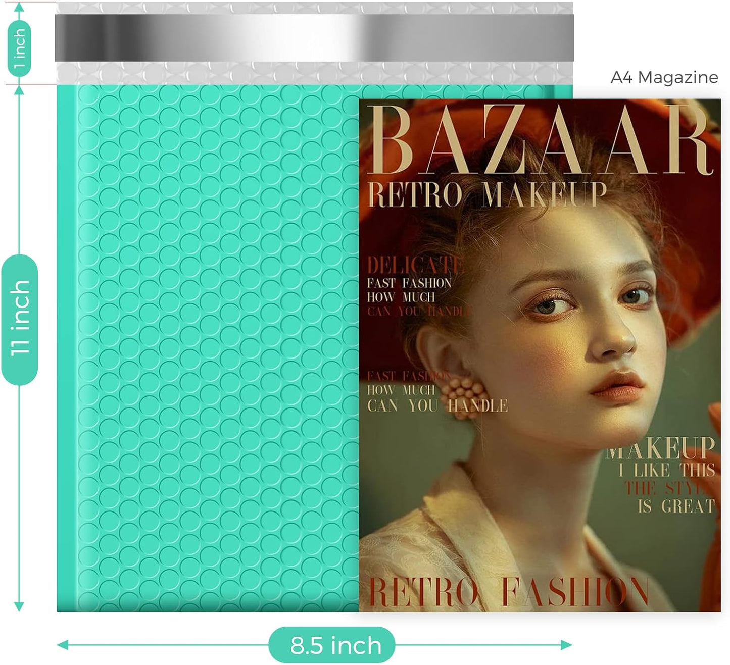 Fuxury Bubble Mailers 8.5x12 Inch 25 Pack, Strong Adhesion Padded Envelopes #2,Self Seal Bubble Envelopes, Waterproof Padded Mailers Packaging for Small Business,Books,Clothes, Makeup Supplies,Teal