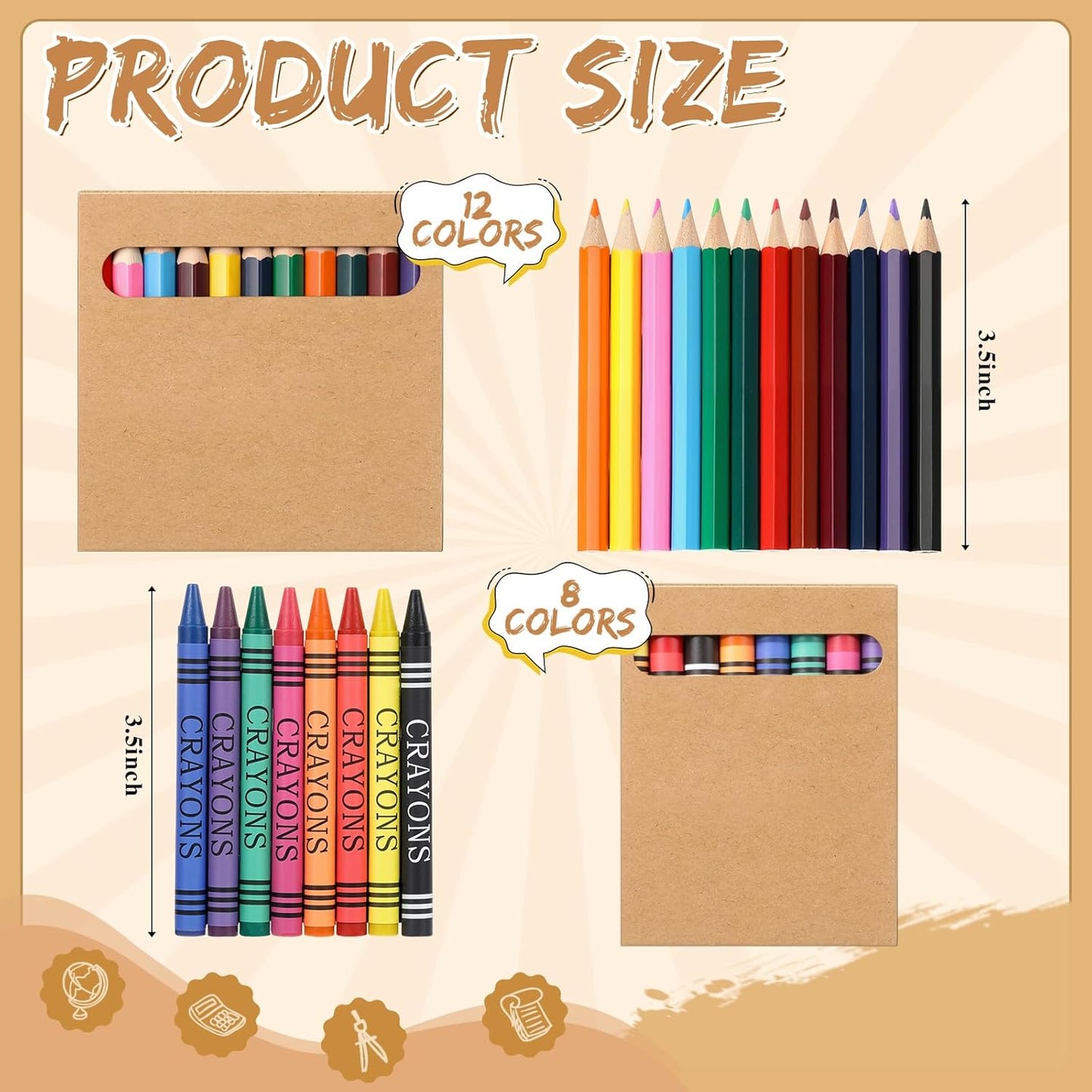 60 Sets Bulk Back to School Supplies, Colored Pencils Pre-Sharpened and Crayons Holiday Bundle in Box Mini Pencils Crayons Bulk Classroom Teacher Supplies, Cute Back to School Gifts