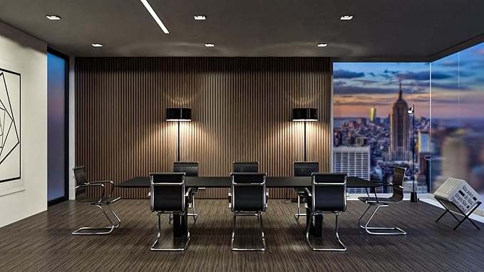 Office Guest & Reception Chairs - Set of 6 Mid-Back Modern PU Leather Desk Chairs, Black
