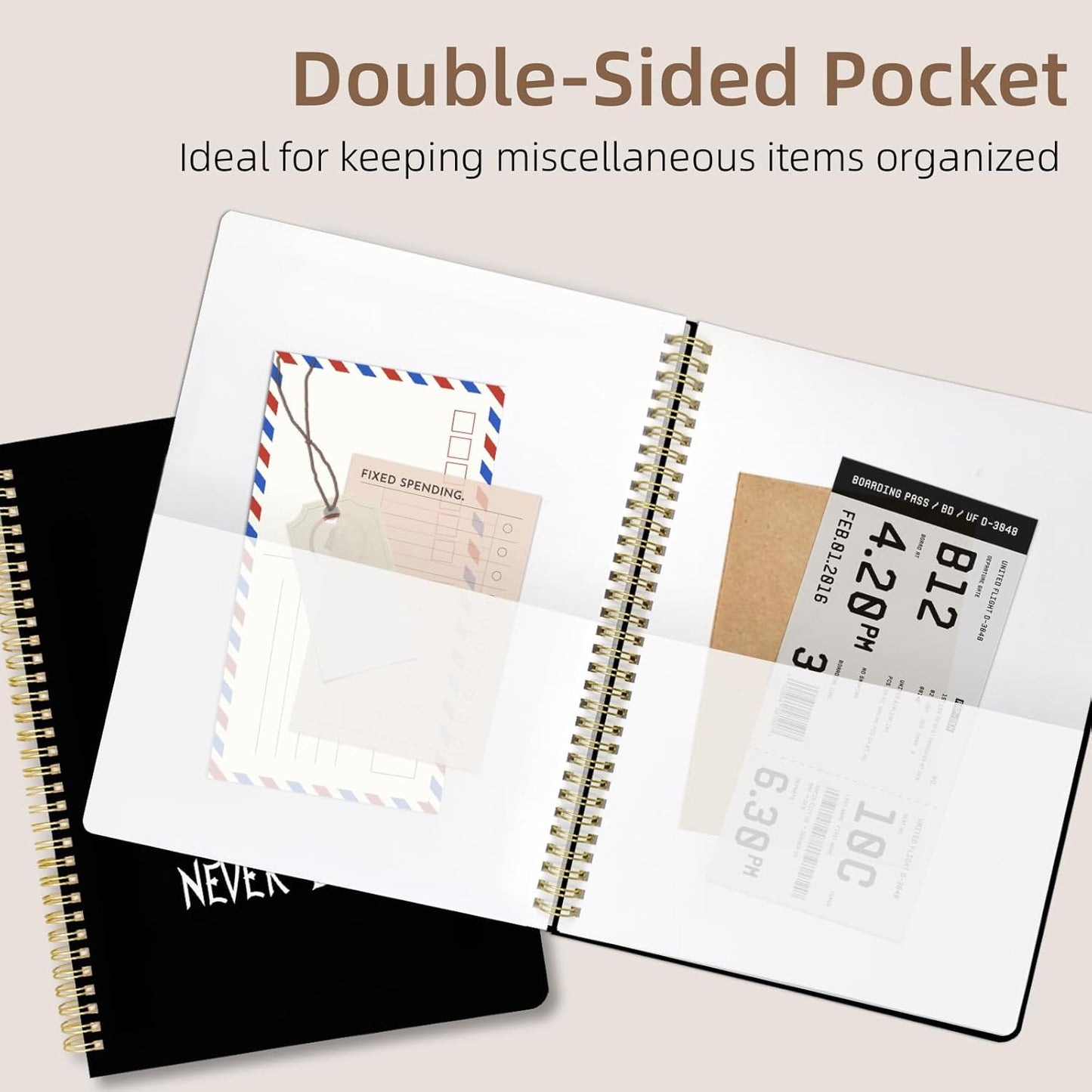 Cute Spiral Notebook journal A4 Aesthetic Pretty Design for Women Girls Kawaii with Pocket, 8.5 x 11 inch, Lined, Skeleton