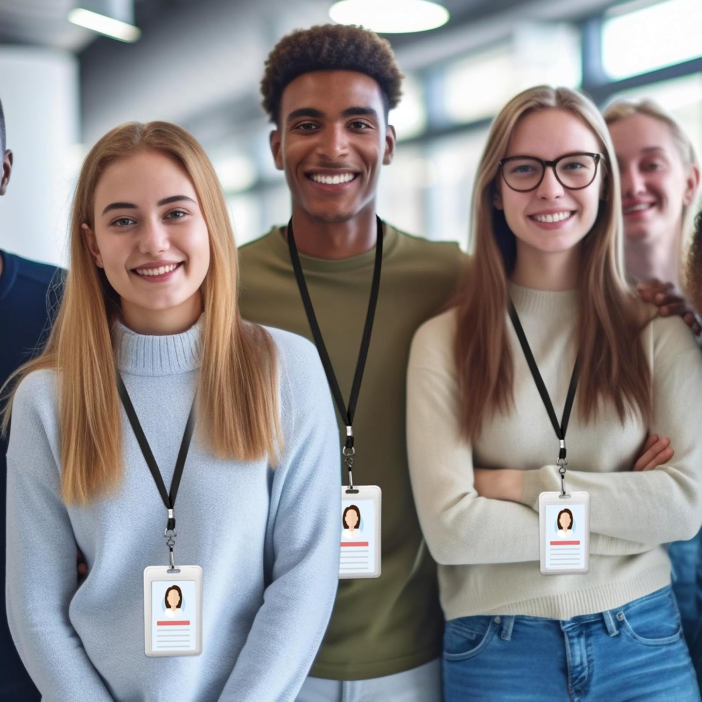 500 Pack Bulk Lanyards for ID Name Badges Holder Flat Lanyards with Hook Clip Swivel for Office School Accessories (Black)