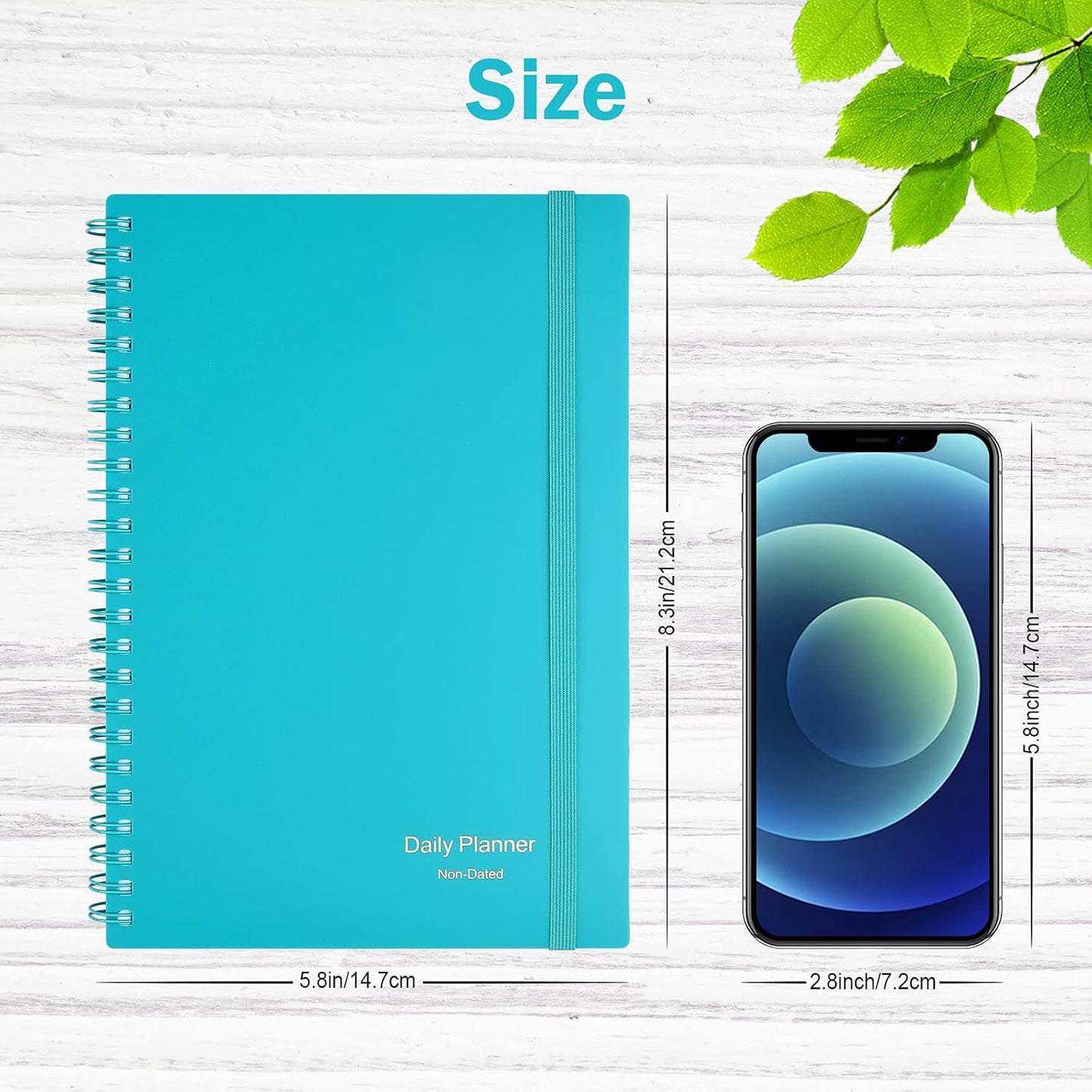 Daily Planner Undated, Asten To Do List Notebook Hourly Schedules Spiral Appointment Planner for Men and Women,PVC Hardcover,Elastic Closure, Inner Pocket 8.3" x 5.8" (Blue)