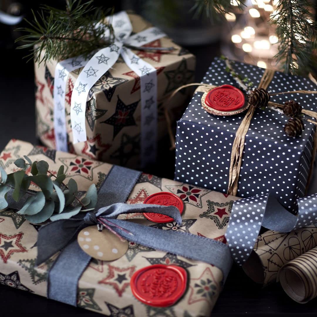 UNIQOOO Mailable Glue Gun Sealing Wax Sticks for Wax Seal Stamp - Christmas Red Poinsettia, Great for Xmas Gift Idea, Birthday Cards, Wedding Invitations, Envelope, Snail Mail, Wine Package, Pack of 8