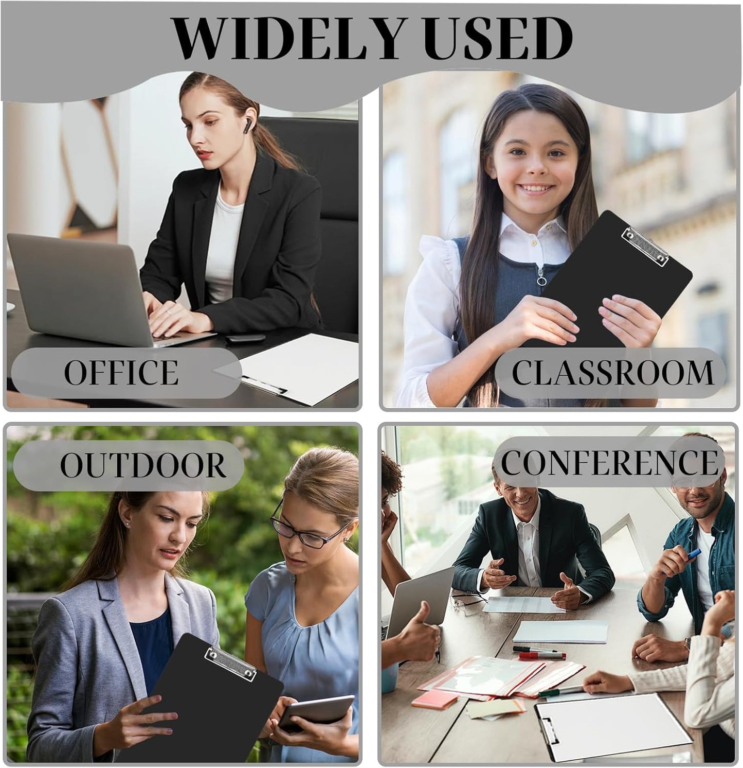 CertBuy 30 Pack Black Clipboards, Black Plastic Clipboards, Plastic Office Clipboard 12 x 8.7 Inch Letter Size for Classroom, Teacher, School, Home, Office Supply