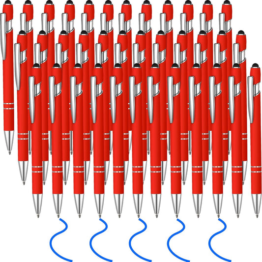 36 Pcs Blue Ink Ballpoint Pen with Stylus 2 in 1 Ballpoint Pen for Touch Screens School Office Coworkers (Red)