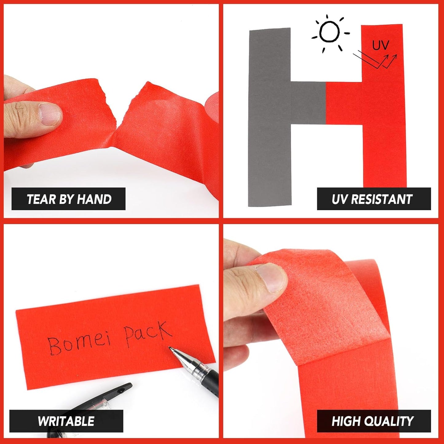 BOMEI PACK 2 Inch Painters Tape, 2 Pack Paint Red Masking Tape 2 inch x 55 Yards for Walls Painting, Labeling, DIY Crafting, Decoration and School Projects