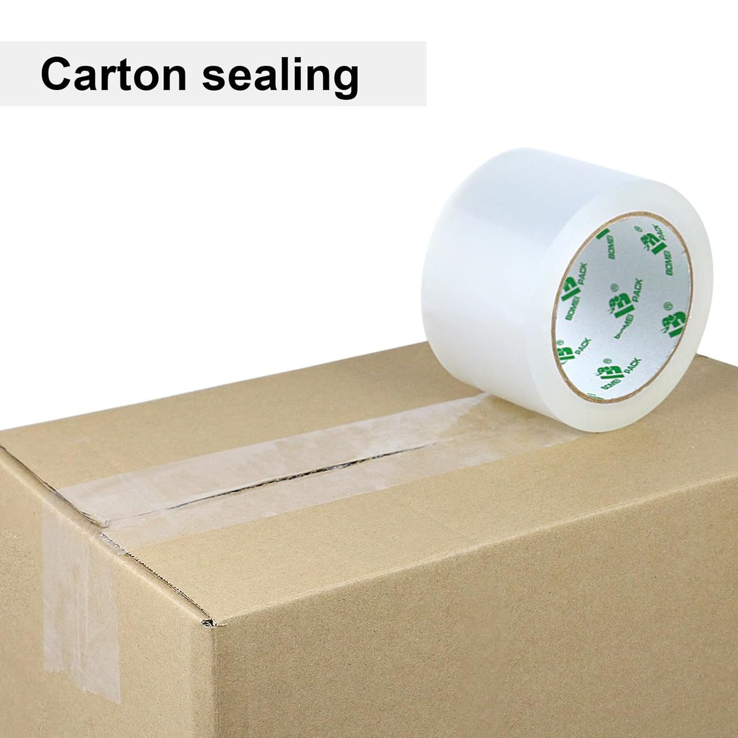 BOMEI PACK 3 inch Wide Heavy Duty Packing Tape, 2.4 Mil 3.0 Inch x 60 Yards, 12 Refills Rolls Clear Box Tape for Moving, Shipping, Mailing and Packaging