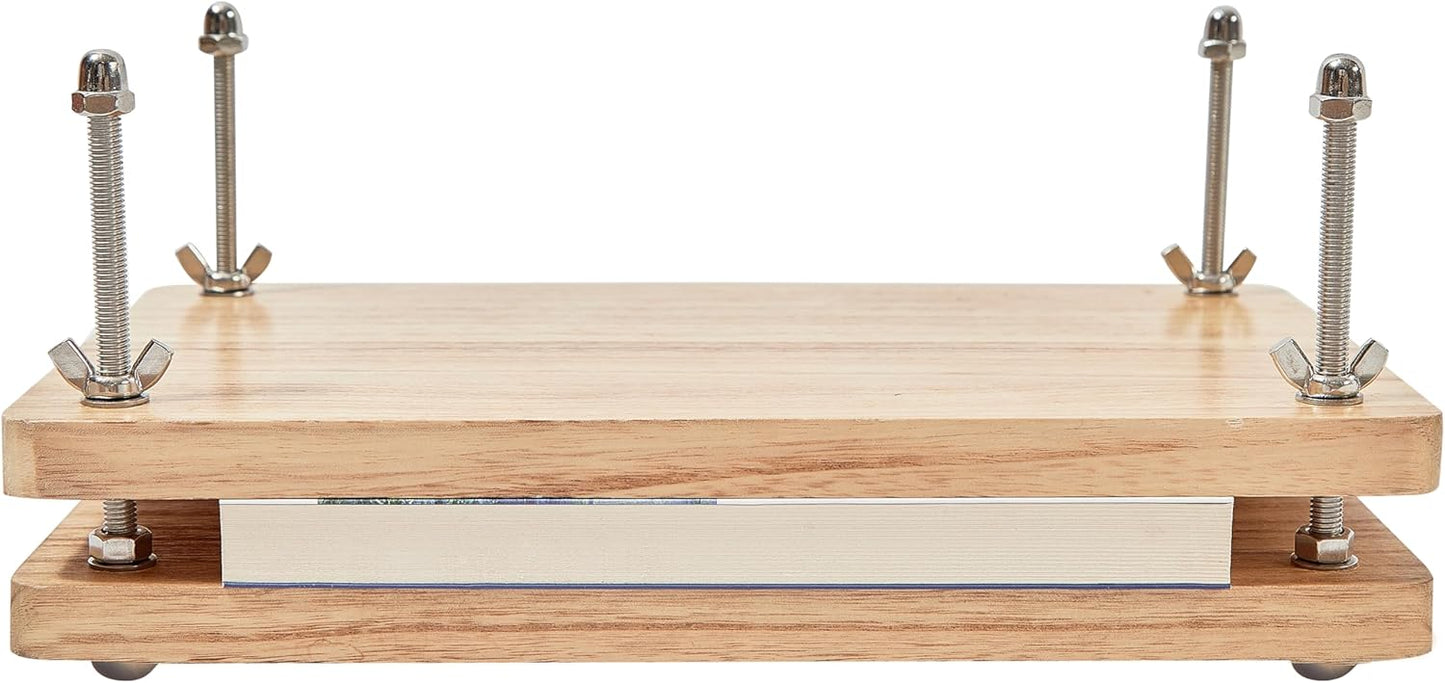 Wooden Book Press - 13''x7.9'' Book Press with Non-Slip Round Foot Pads, Ideal for Bookbinding Press, Paper Press, Bookbinding Machine and DIY Projects