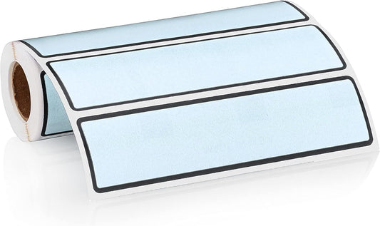 Carstens Adhesive Sticker Labels, 5 3/8” x 1 3/8”, Binder Labels for 1.5” – 4” Ring Binder Spines, Sky Blue, Roll of 200
