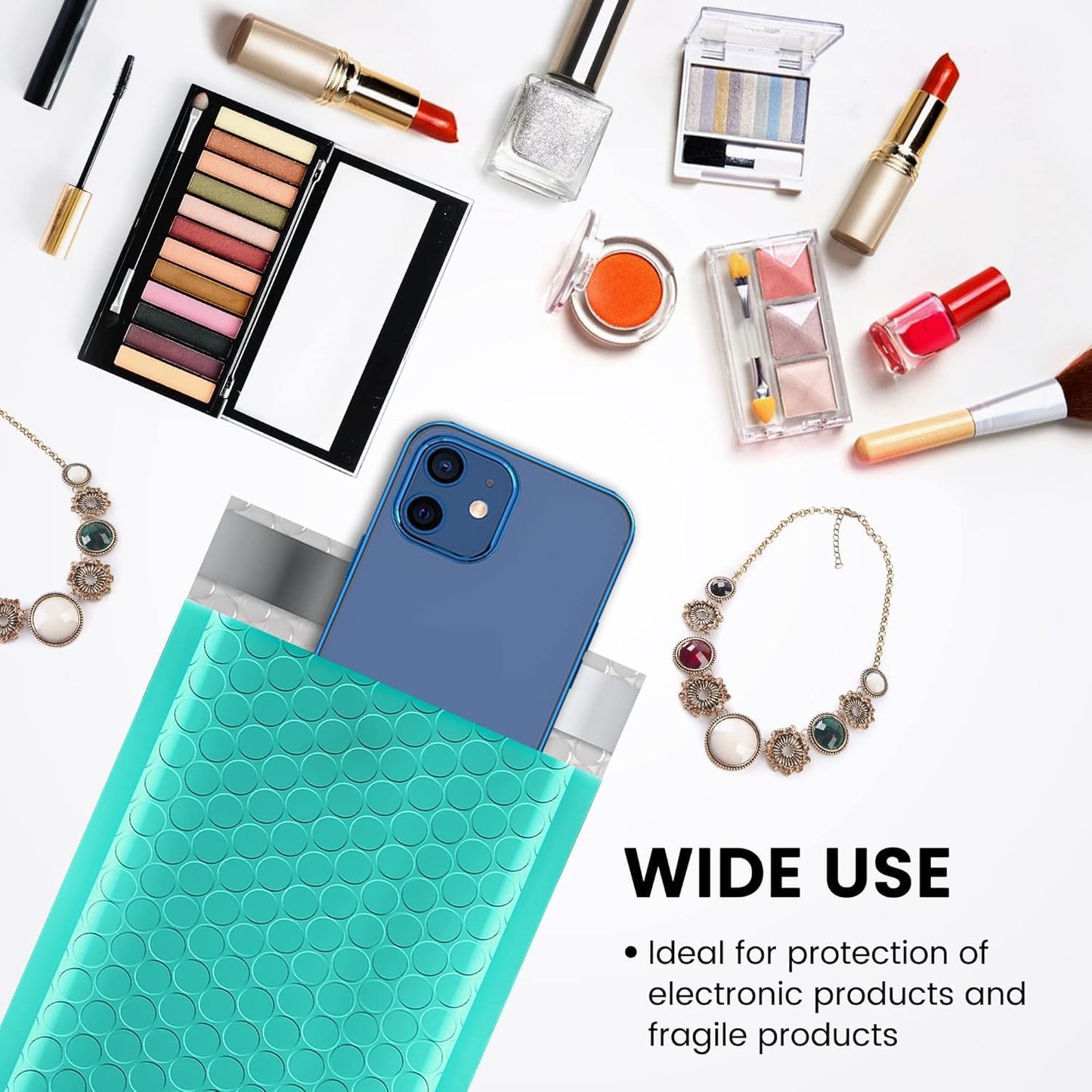 Fuxury Bubble Mailers 4x8" Teal Padded Envelopes 19200Pack Strong Adhesion Thick Padded Mailers for Small Business Mailing Small Items,Jewelry,Makeup