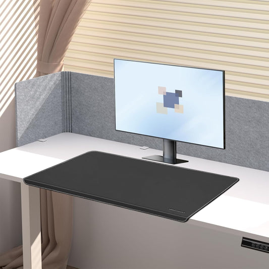 Desk Mat with Lip & Reinforced Stitched Edge|Non-Slip Waterproof PU Leather Desk Pad|Ergonomic Keyboard Mouse Pad With edge Protector|for Office, Home, Study(23.6" x 16.5",Black)
