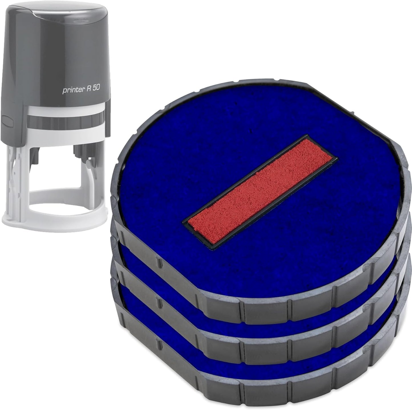 COLOP E/R50 Non-Toxic, Water Based Premium Replacement Pad for Printer R50 Stamp - Pack of 3 - Blue & Red (2 Colors)