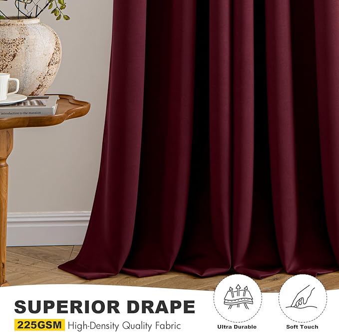 MIULEE Short Curtains for Windows - Burgundy Red Blackout Half Window Curtains Thermal Insulated Privacy Drapes for Kitchen Bedroom Bathroom Grommet Top Small Basement Tiers W40 x L36 Inch 2 Panels