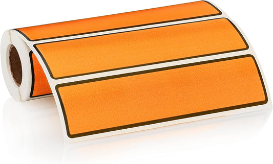 Carstens Adhesive Sticker Labels, 5 3/8” x 1 3/8”, Binder Labels for 1.5” – 4” Ring Binder Spines, Orange, Roll of 200