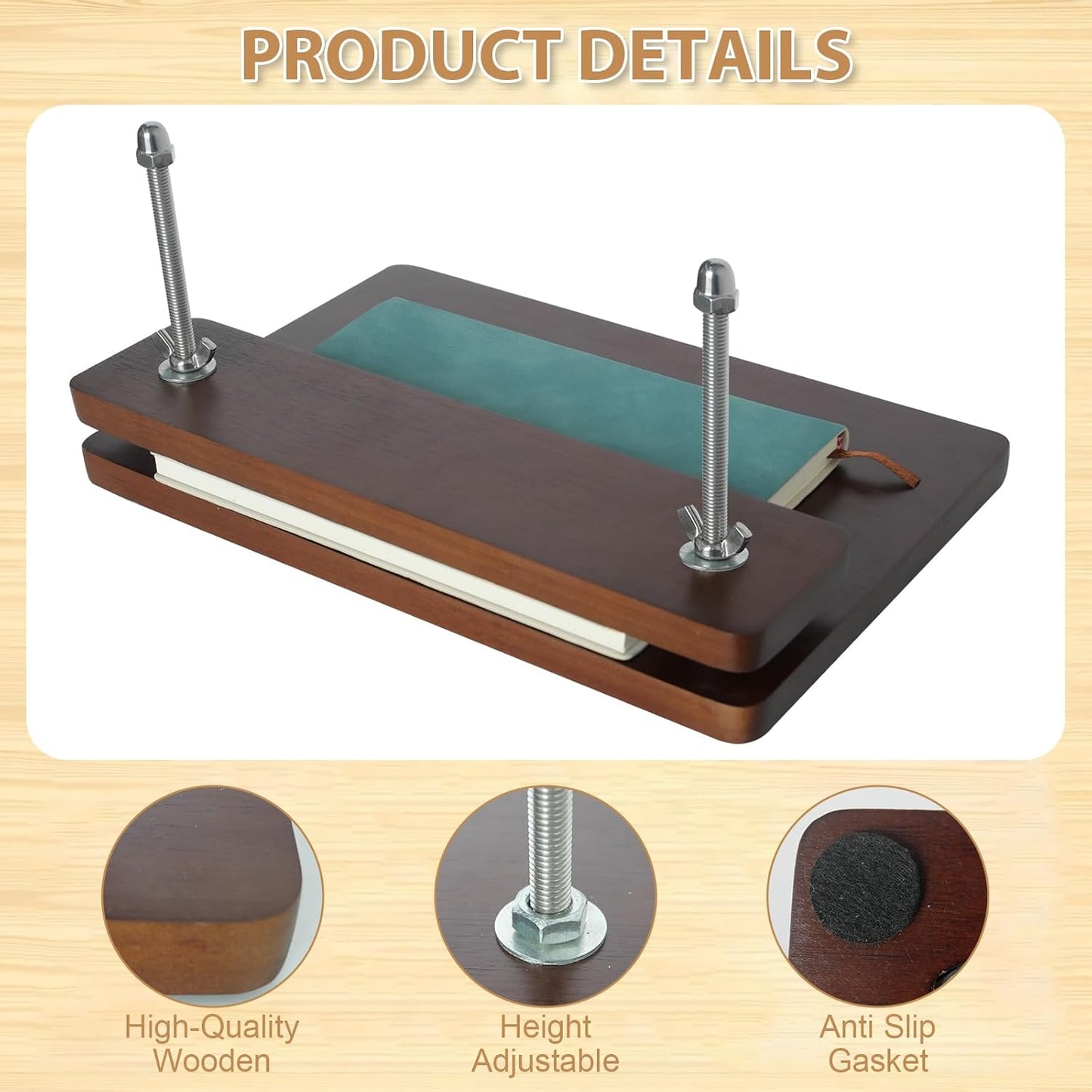 Stranthother 11.8 * 7.6 inch Small Wooden Book Press Book Binding Press Kits Books Lovers Gifts Flower Paper Press Kits