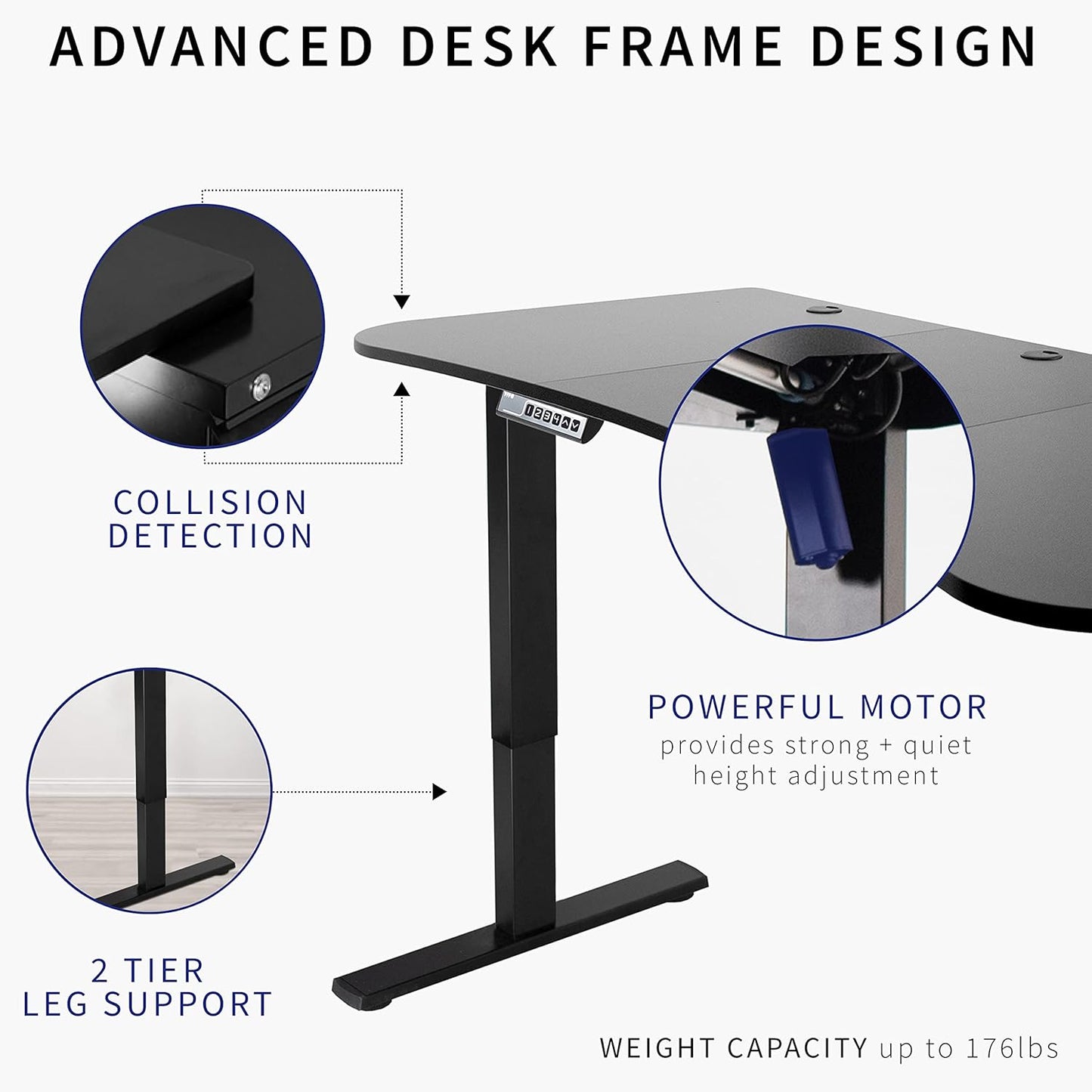 VIVO Electric 63 x 32 in Standing Desk, Memory Height Adjustment, 1B Series, Light Wood Top Black Frame, DESK-KIT-1B1C