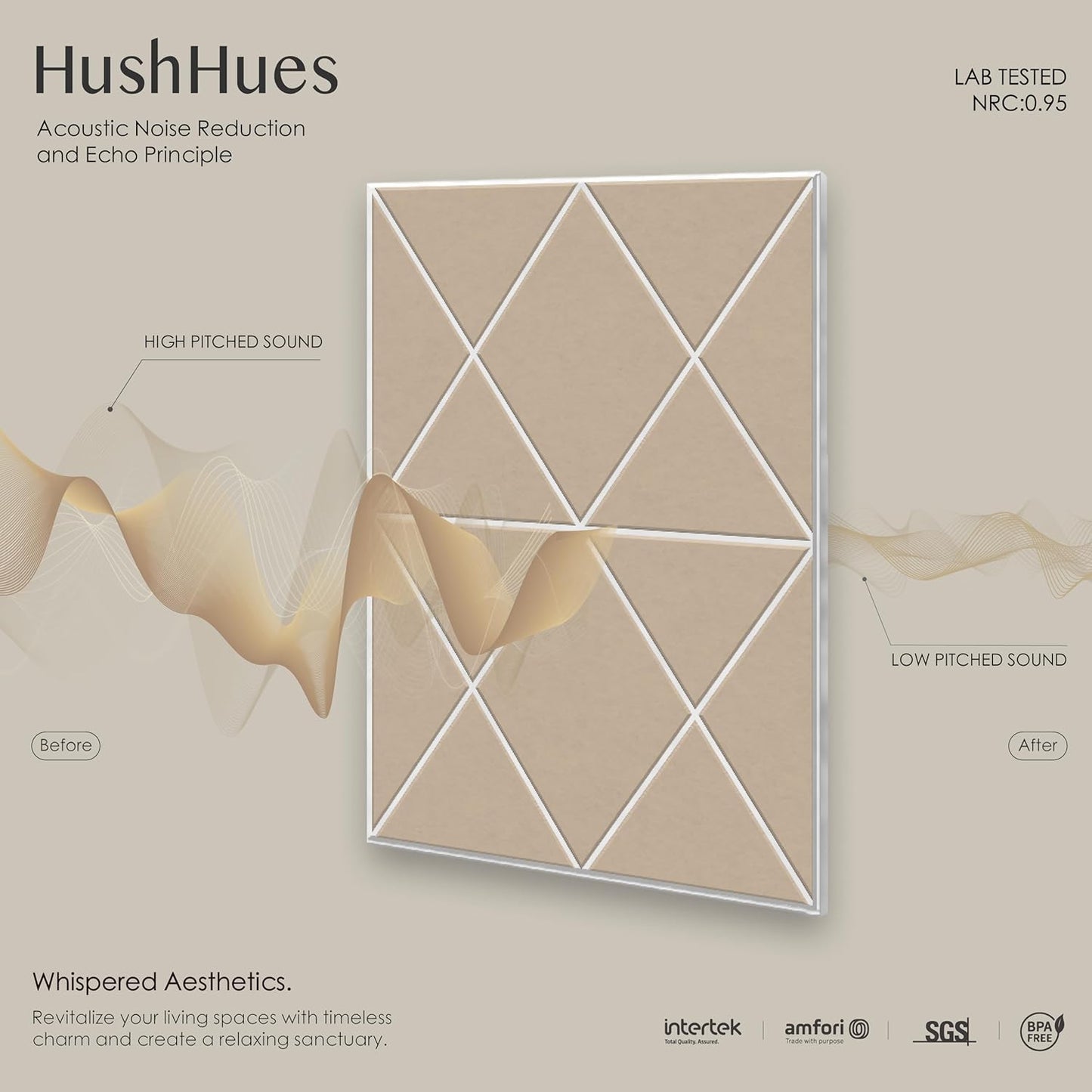 12-Pack Acoustic Panels, 16"x12"x0.4" Large Acoustic Wall Panels, Self-Adhesive Sound Absorbing Panels for Recording Studios & Offices, Camel+White Decorative Acoustic Panels